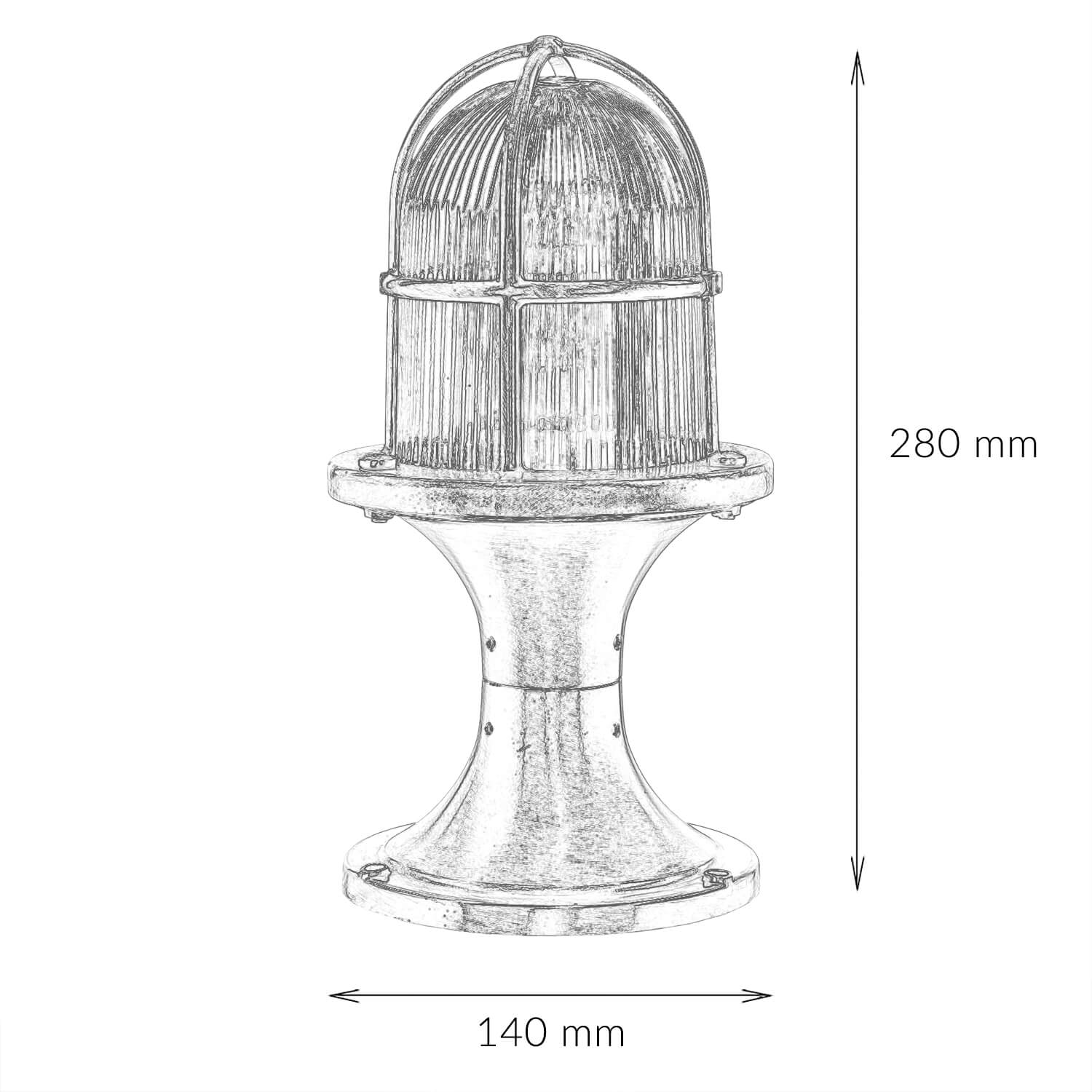 Lampe de jardin laiton 28cm de haut inoxydable SANTORIN