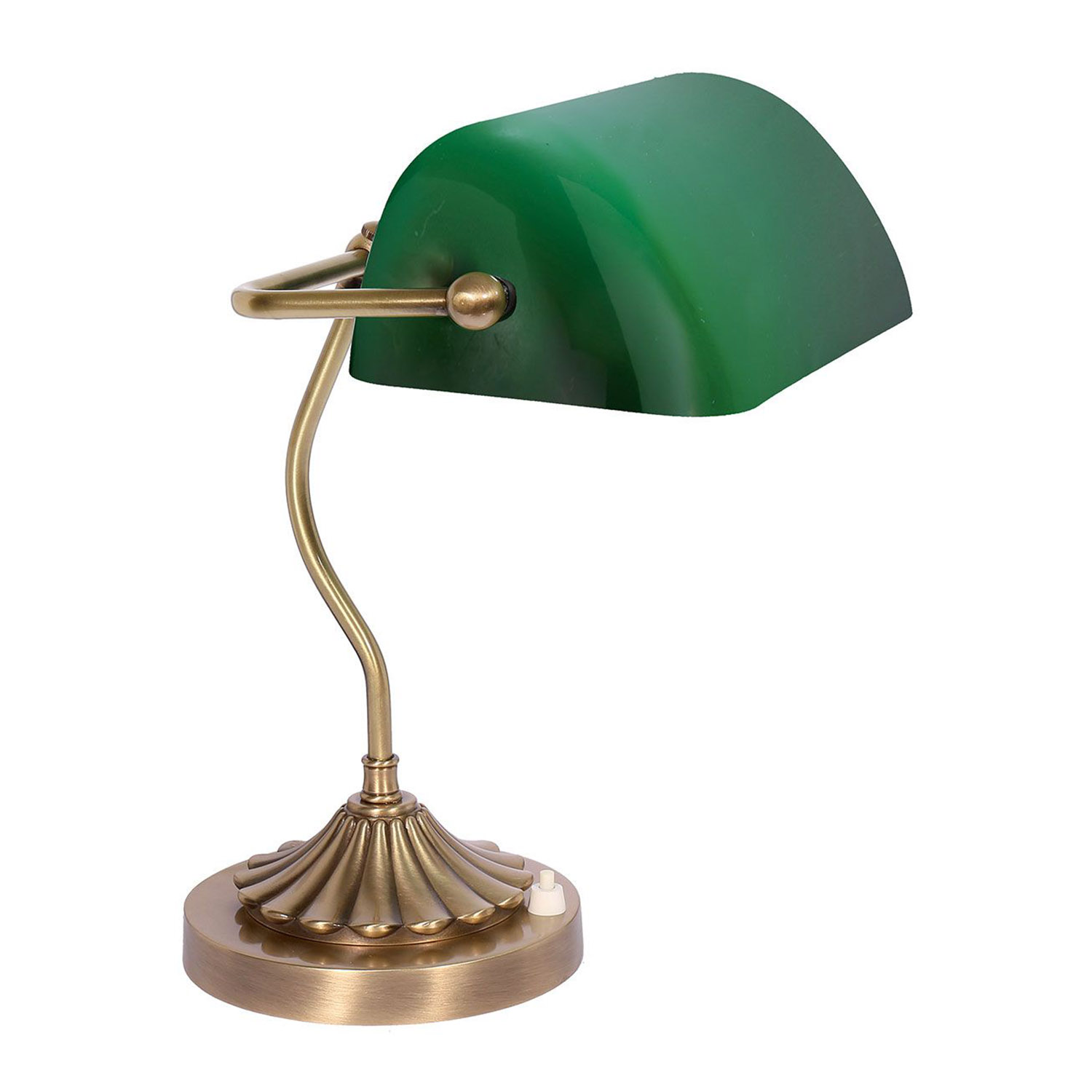 Lampe de banquier laiton massif verre bureau MINISTERO