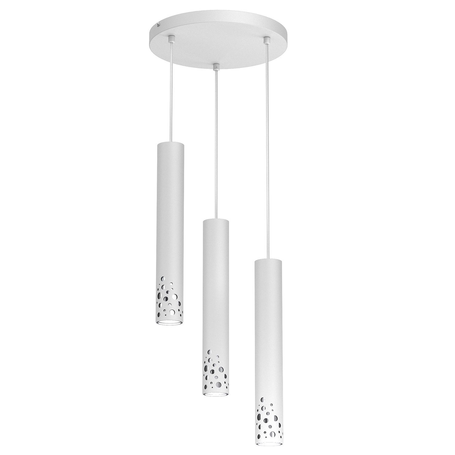 Suspension métal blanc chrome GU10 3-flmg Ø30 cm rond