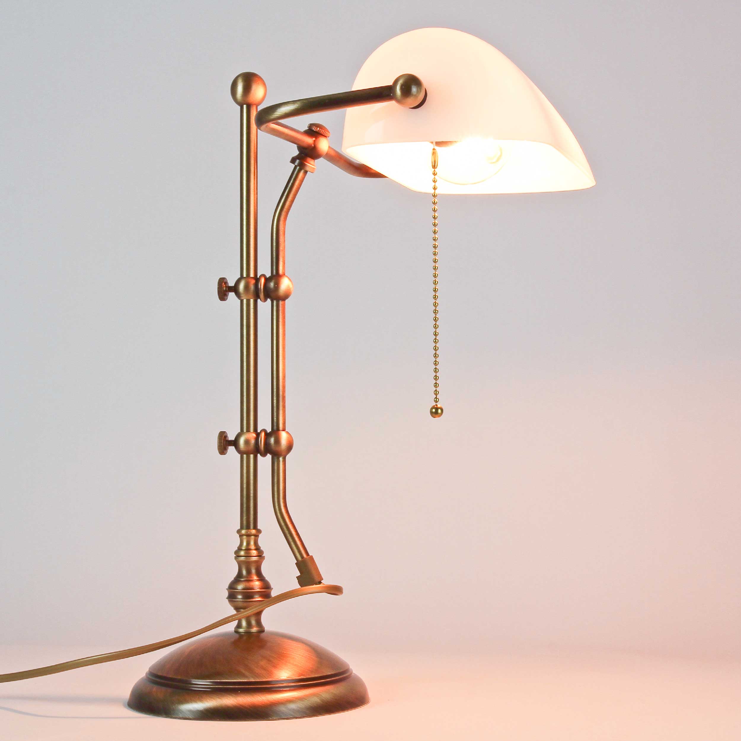 Tischlampe Messing in Bronze mit Glas Premium