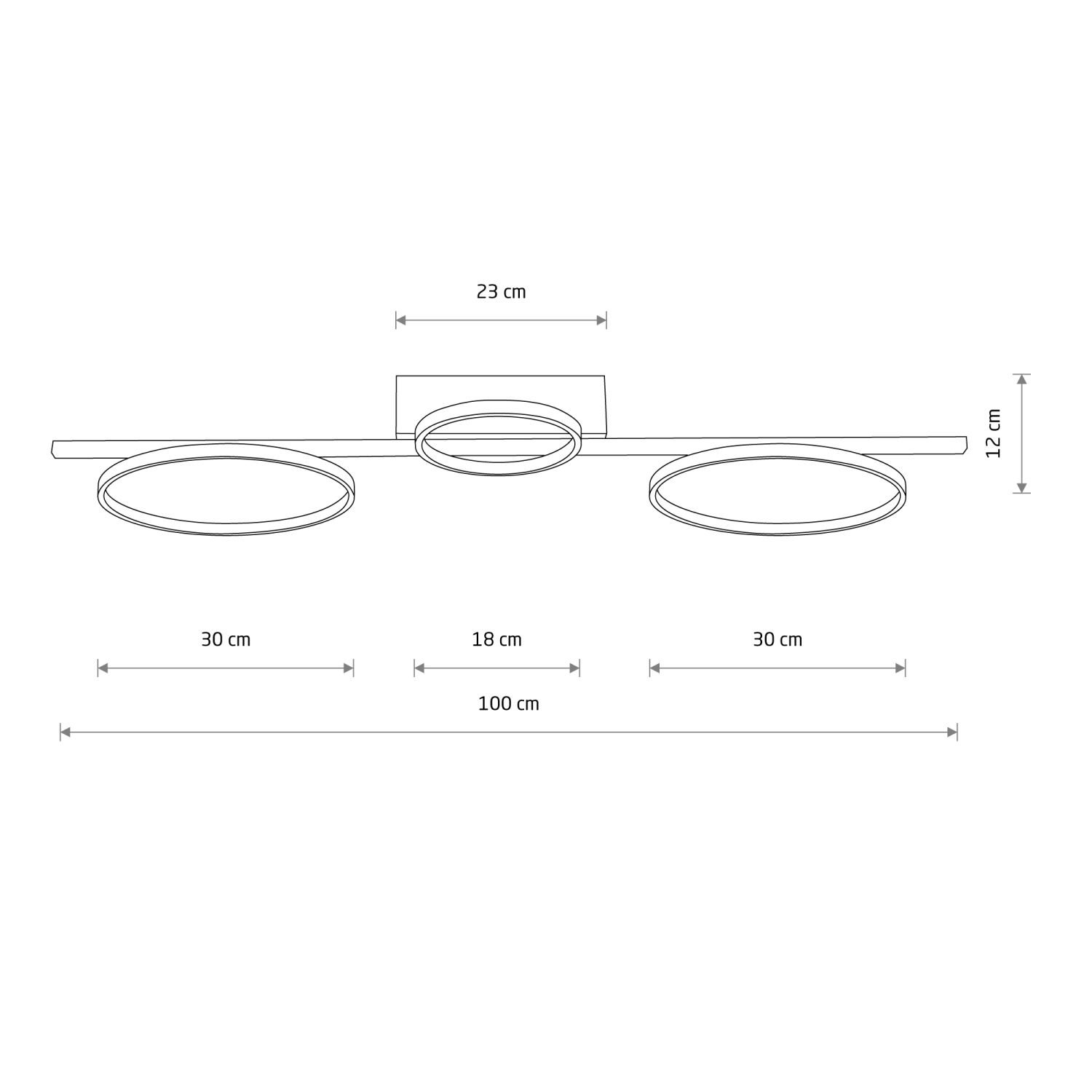 Plafonnier LED Noir 100 cm de long 3000 K 1100 lm Moderne