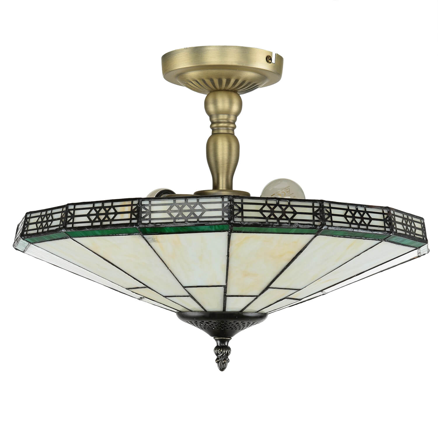 Lampe Tiffany plafond vert blanc élégant