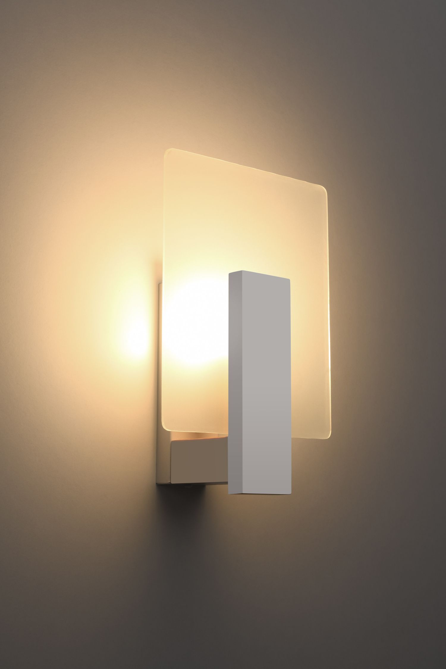 Wandlampe Glas Holz Weiß eckig E14 blendarm innen