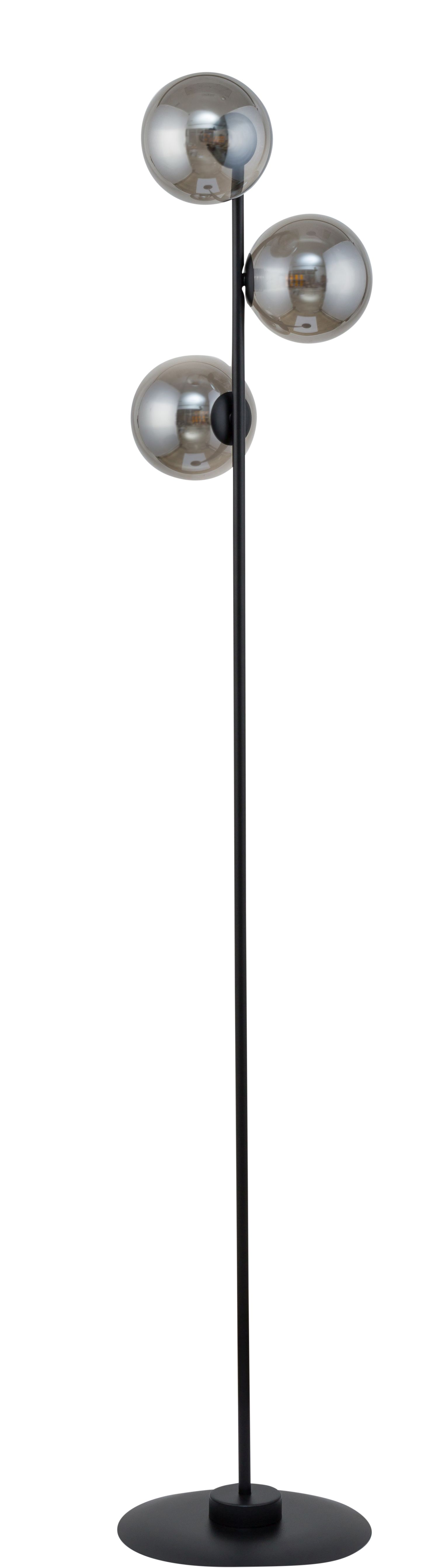 Stehleuchte 3-flammig Schwarz Glas Grau H:161 cm Modern