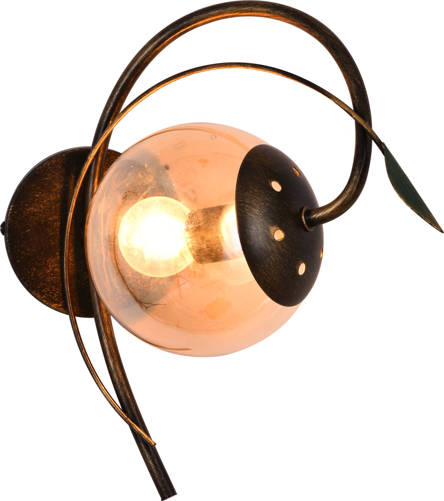 Wandlampe Rauchglas H: 27 cm Shabby Braun Gold Gelb E14