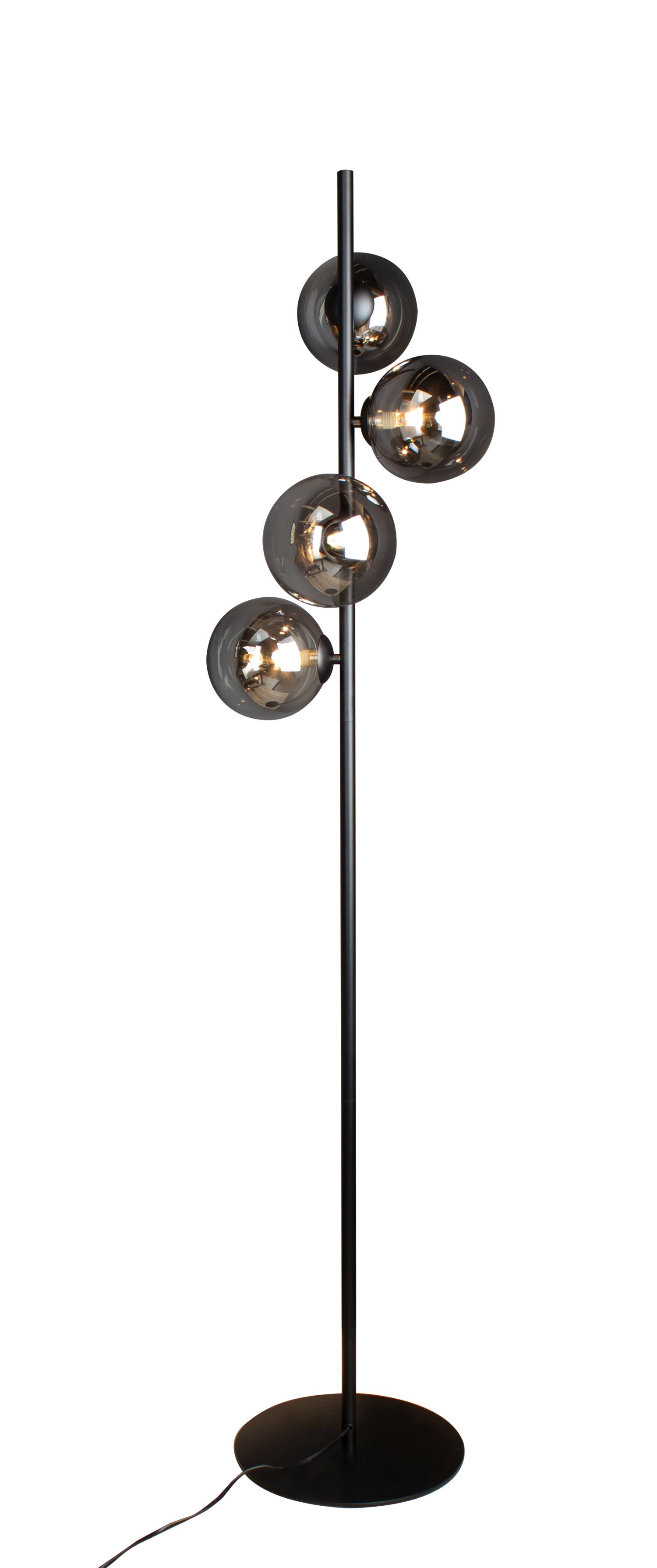 Lampadaire G9 métal verre 160 cm G9 noir gris fumé