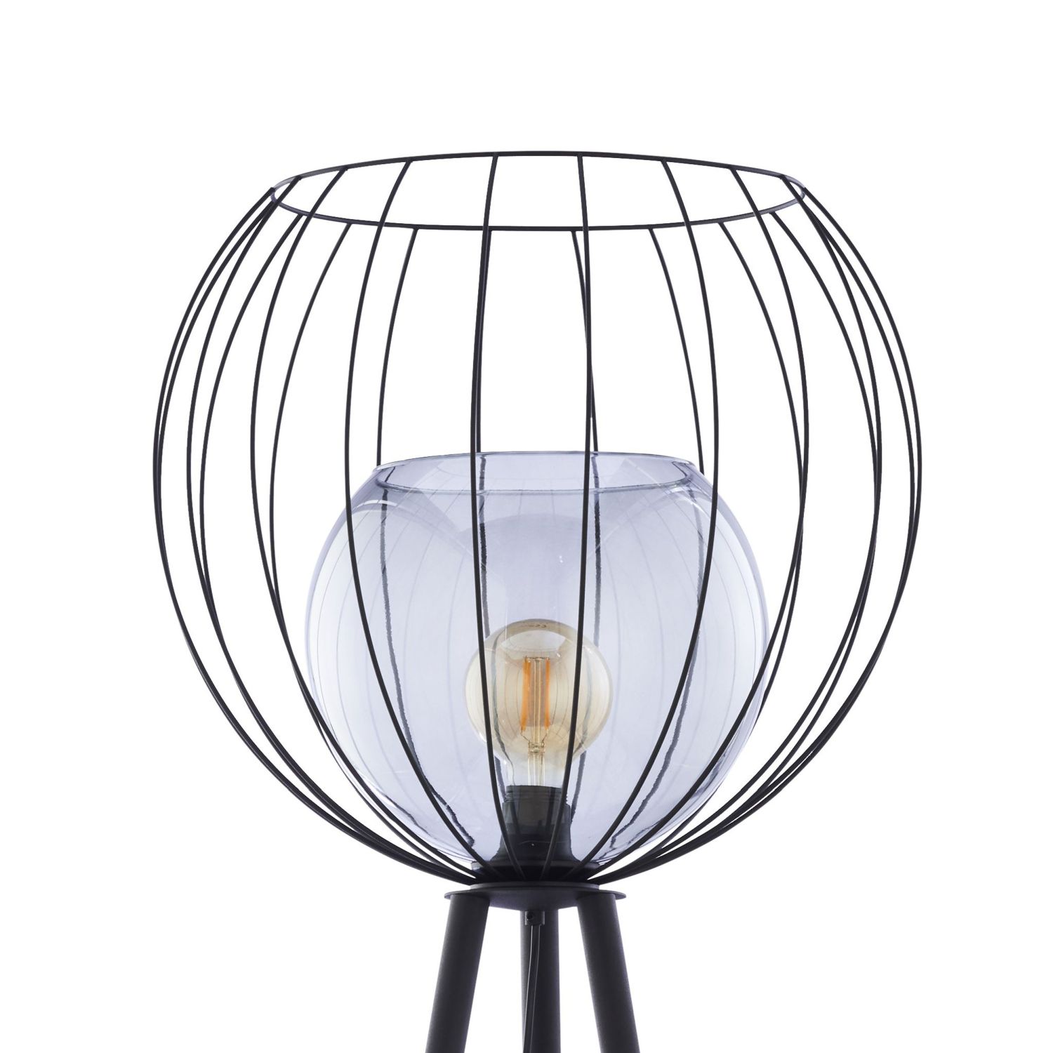 Stehlampe Modern 179 cm hoch Metall Glas Dreibein