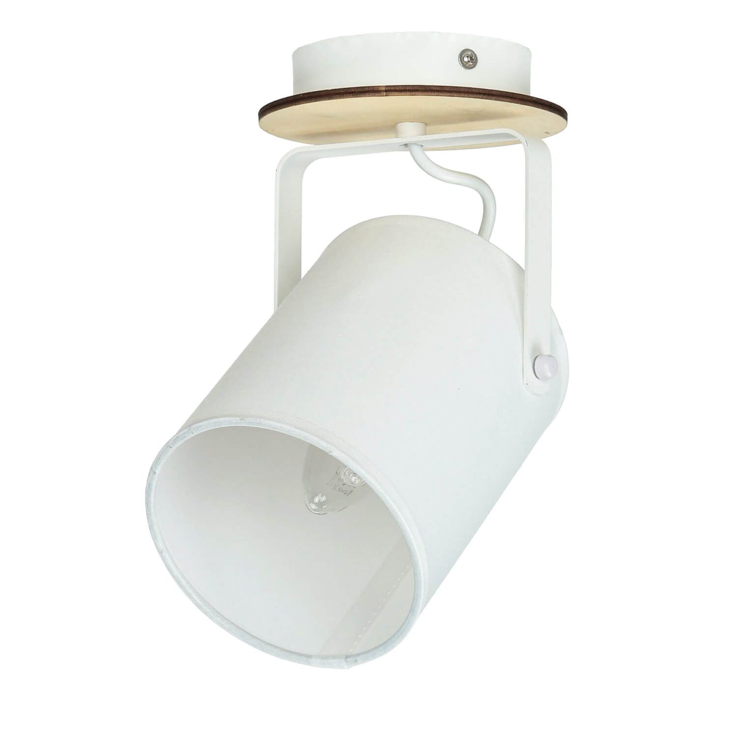 Spot Lampe verstellbar Weiß Stoff Holz E27 Skandi