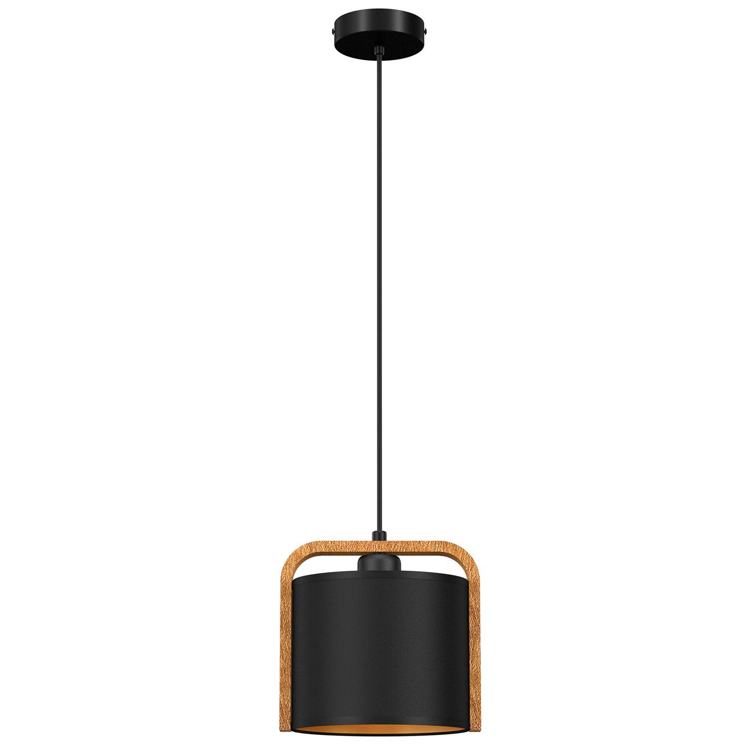 Suspension anti-éblouissement tissu bois métal E27 L:21 cm