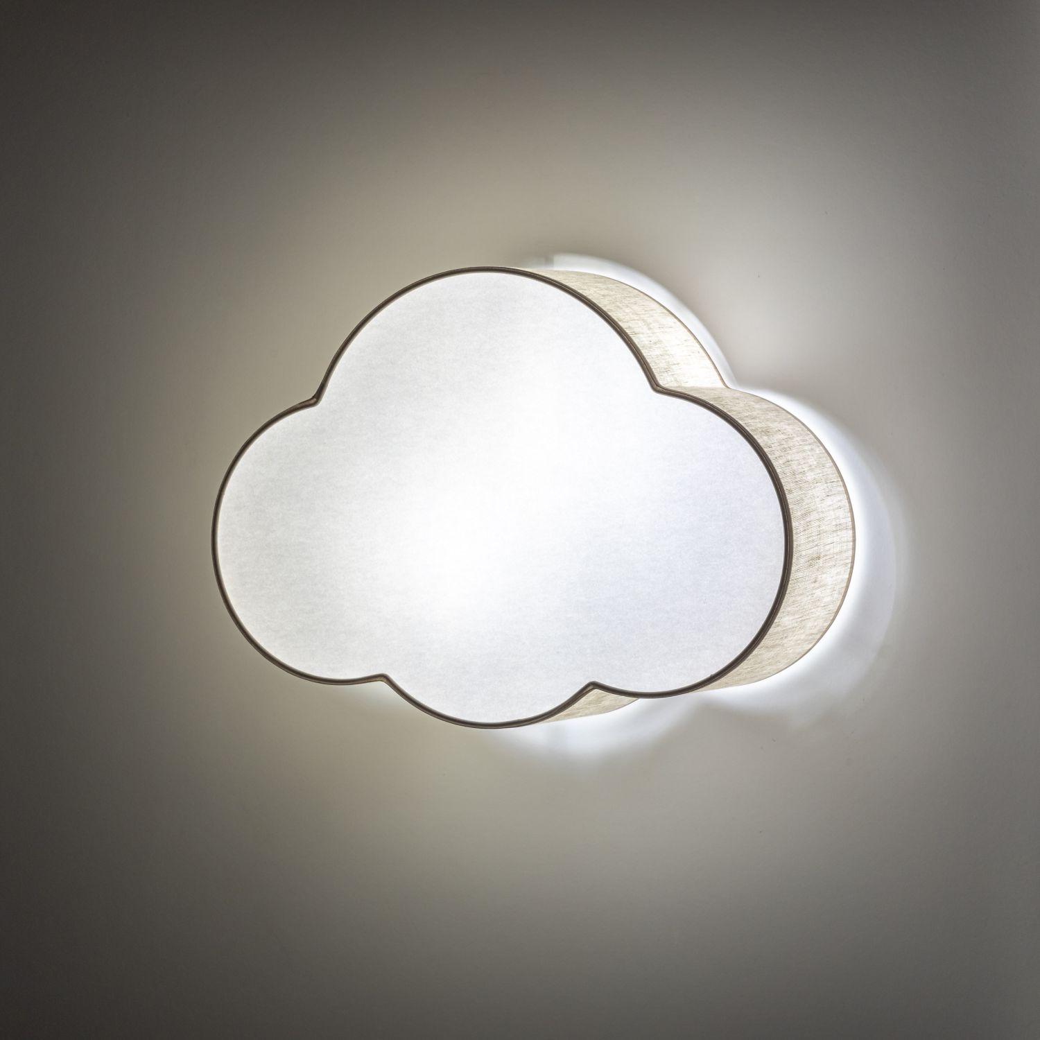 Kinderzimmer Wolkenlampe Beige Weiß Leinen B: 43 cm 2x E27