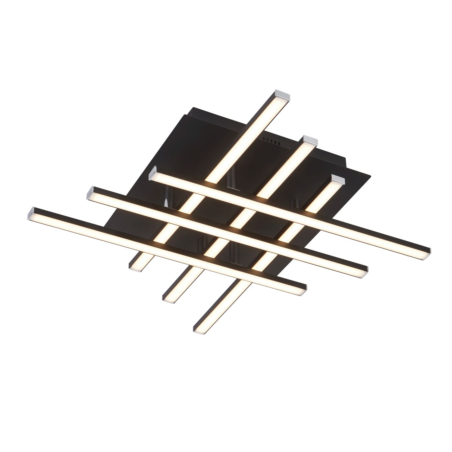 LED Deckenleuchte Metall B: 45,5 cm Schwarz Chrom 3000 K