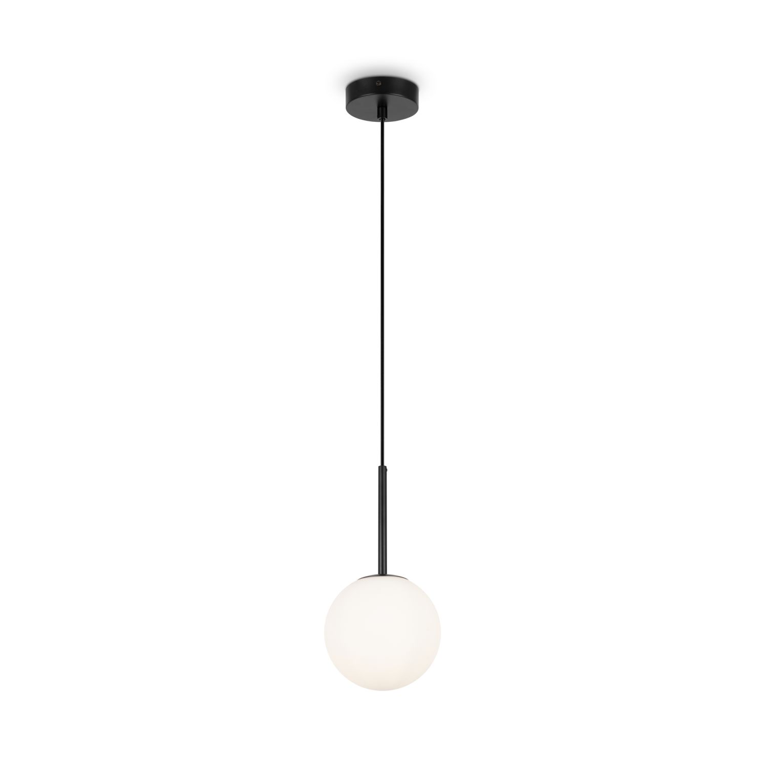 Lampe à suspendre métal verre E14 Ø 15 cm rond noir blanc