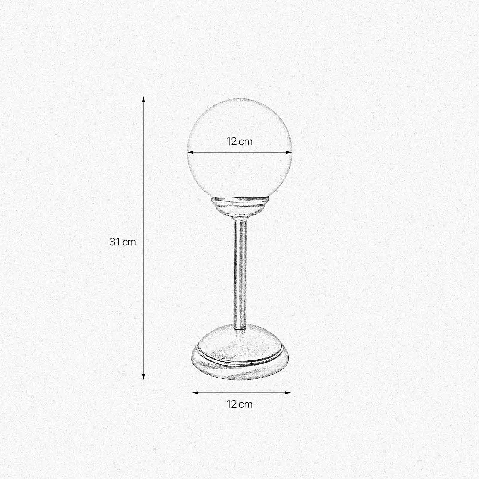 Lampe de table laiton verre H : 31 cm Boule abat-jour E14