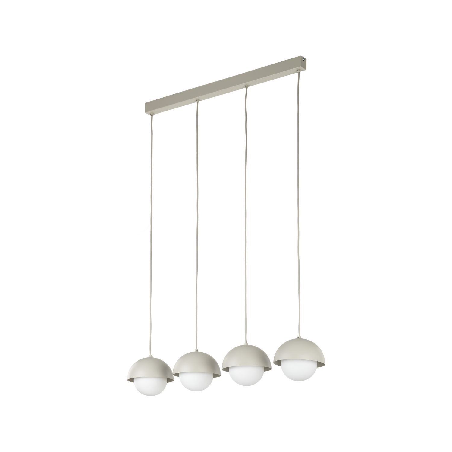 Hängeleuchte länglich 80cm Beige Weiß 4-flammig G9 Glas Metall