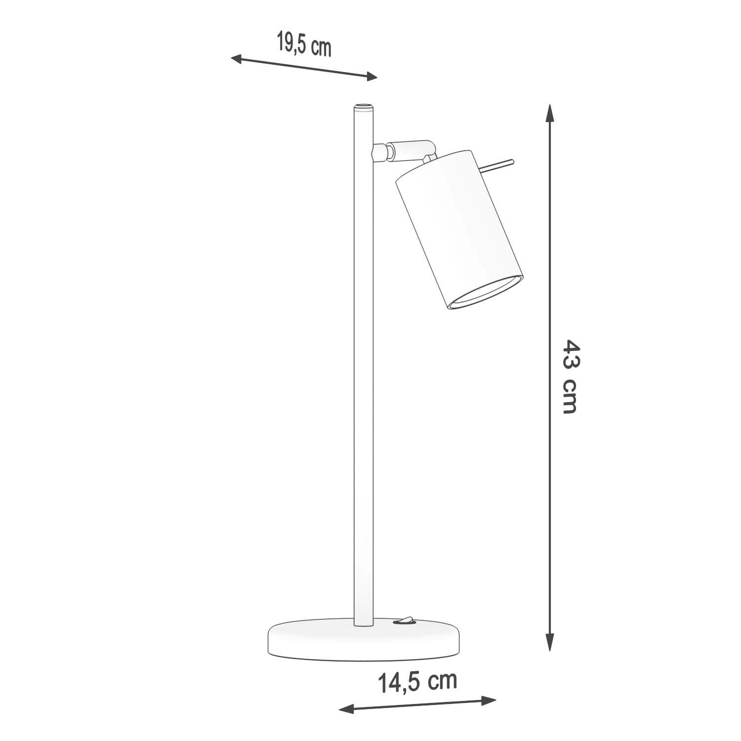 Lampe de bureau métal hauteur 43 cm orientable blanc