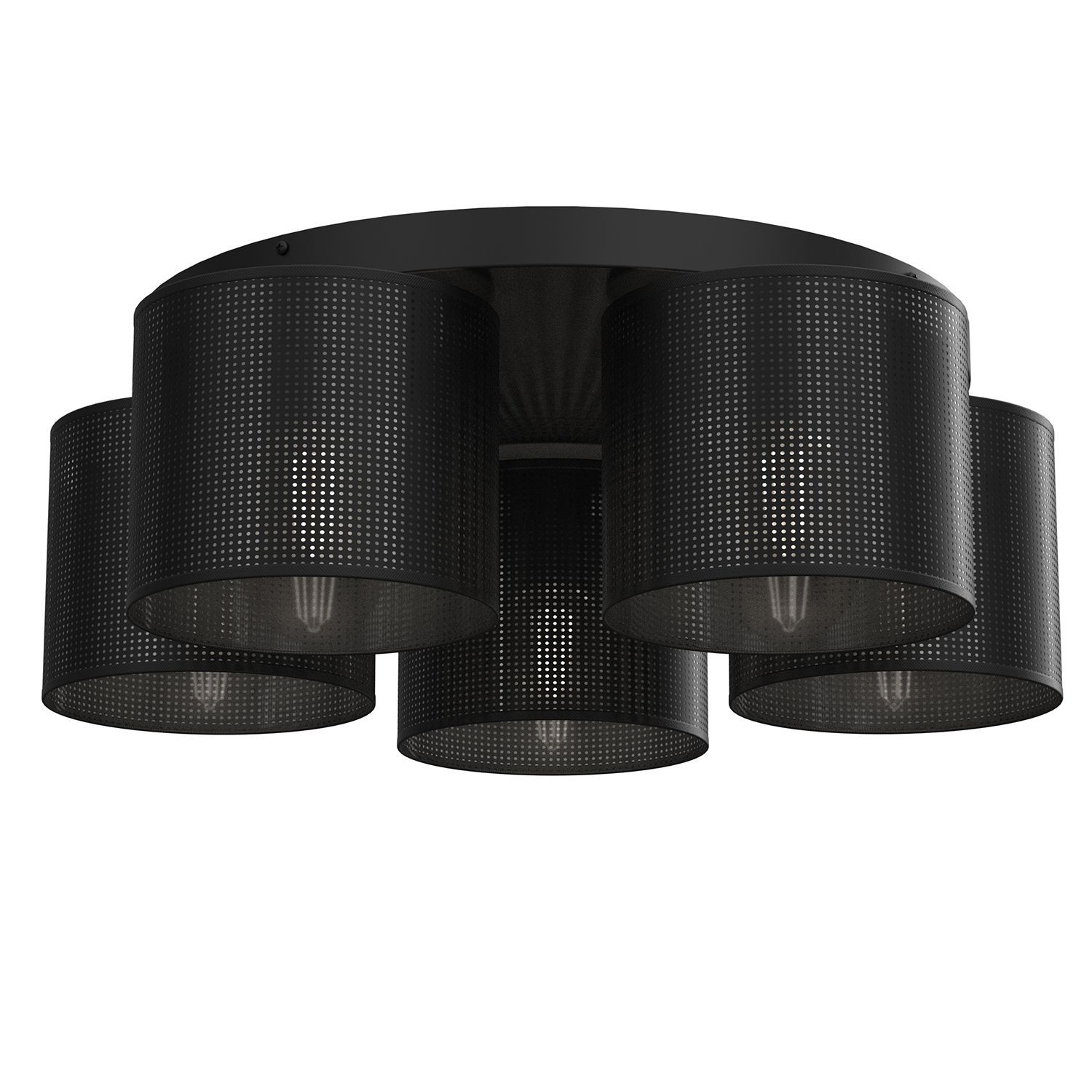 Schwarze Deckenlampe Metall Ø58 cm rund E27 5-flmg Loft