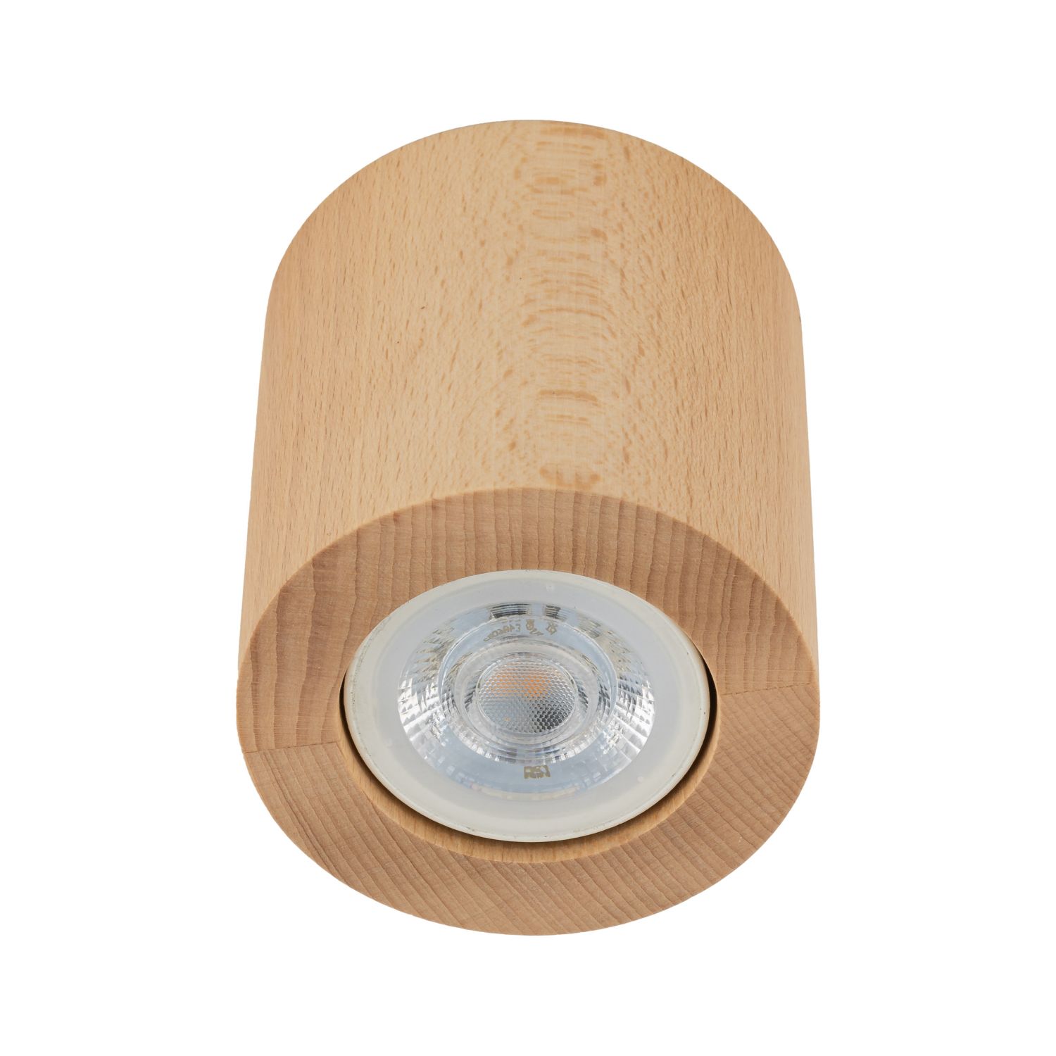 Spot de plafond en bois GU10 Ø 8 cm rond H : 8,5 cm en hêtre