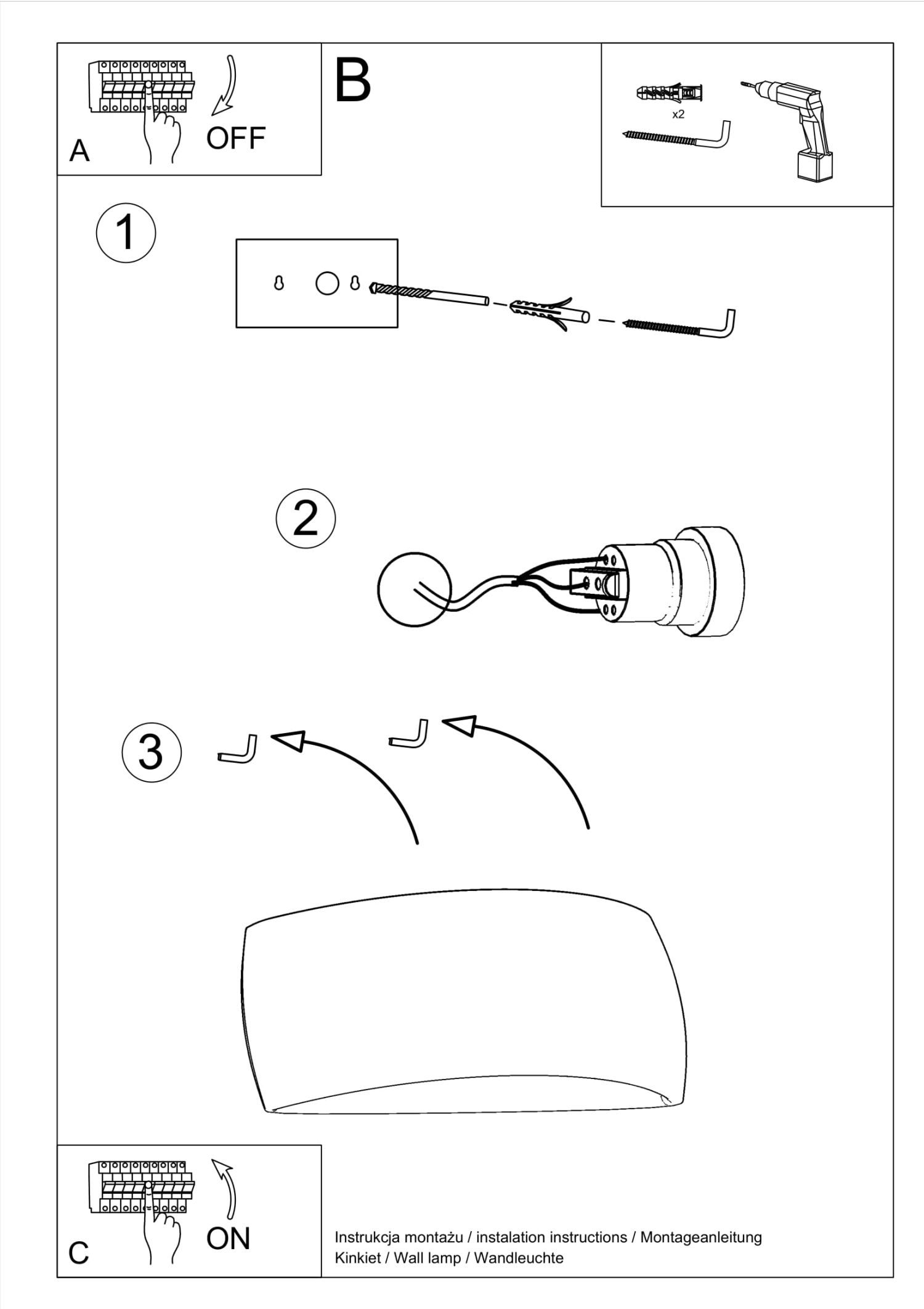 Keramik Wandlampe Up Down Grau indirekt 32 cm G9