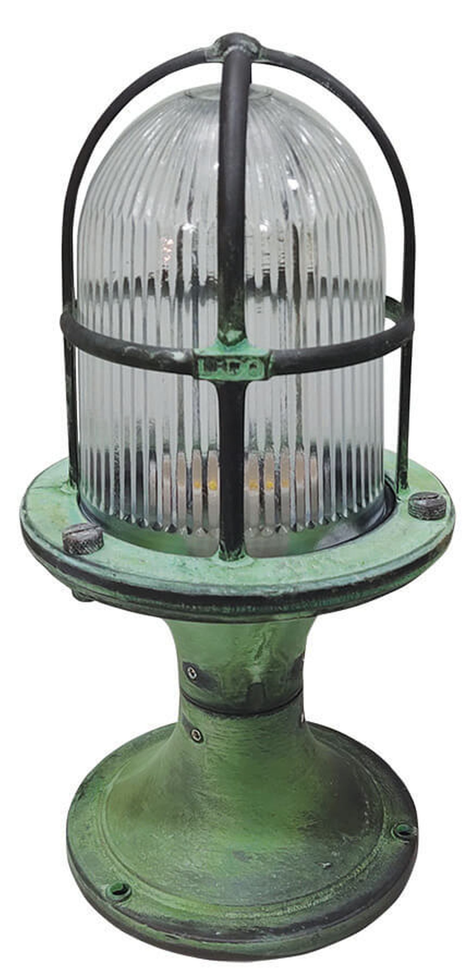 Lampadaire extérieur petit laiton verre 28 cm IP54 vert antique E27