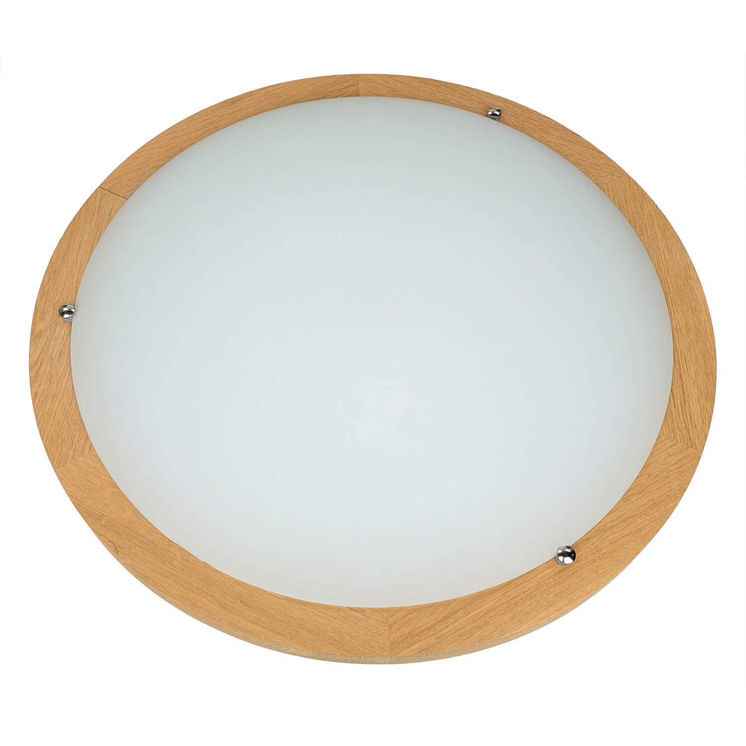 Plafonnier rond bois verre 3-flmg Ø45cm faible éblouissement