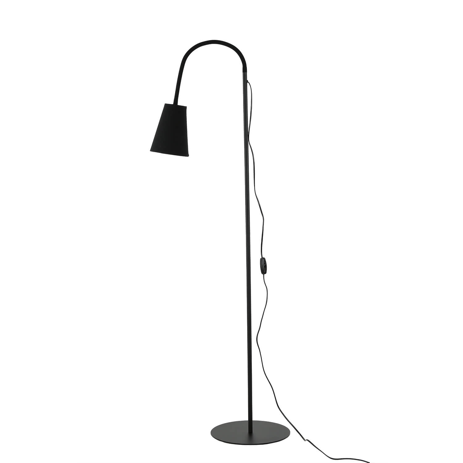 Lampadaire métal flexible 145 cm E27 noir or