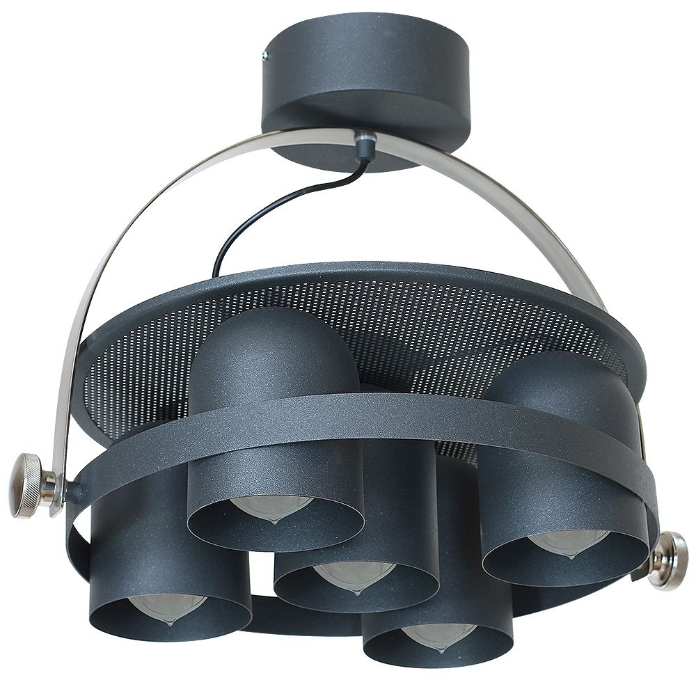 Design Deckenleuchte 5 Strahler E27 schwarz Loft Industrie Deckenlampe Innen