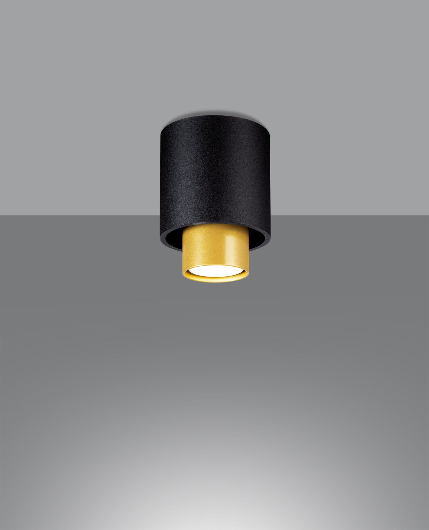 Deckenlampe klein Metall Ø 10 cm Schwarz Gold GU10 Leuchte