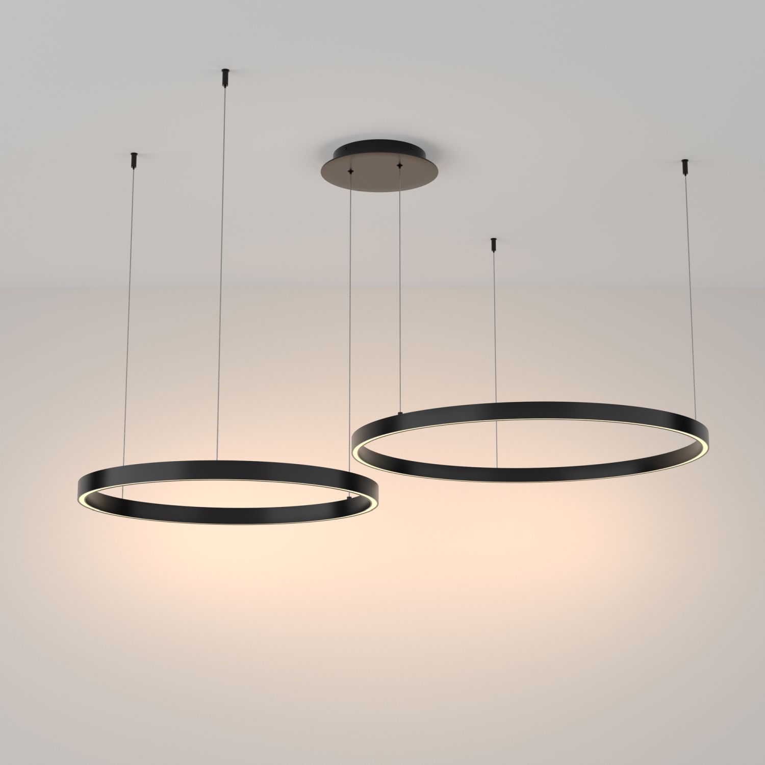 Lustre LED aluminium 3000 K lumière blanche chaude ronde