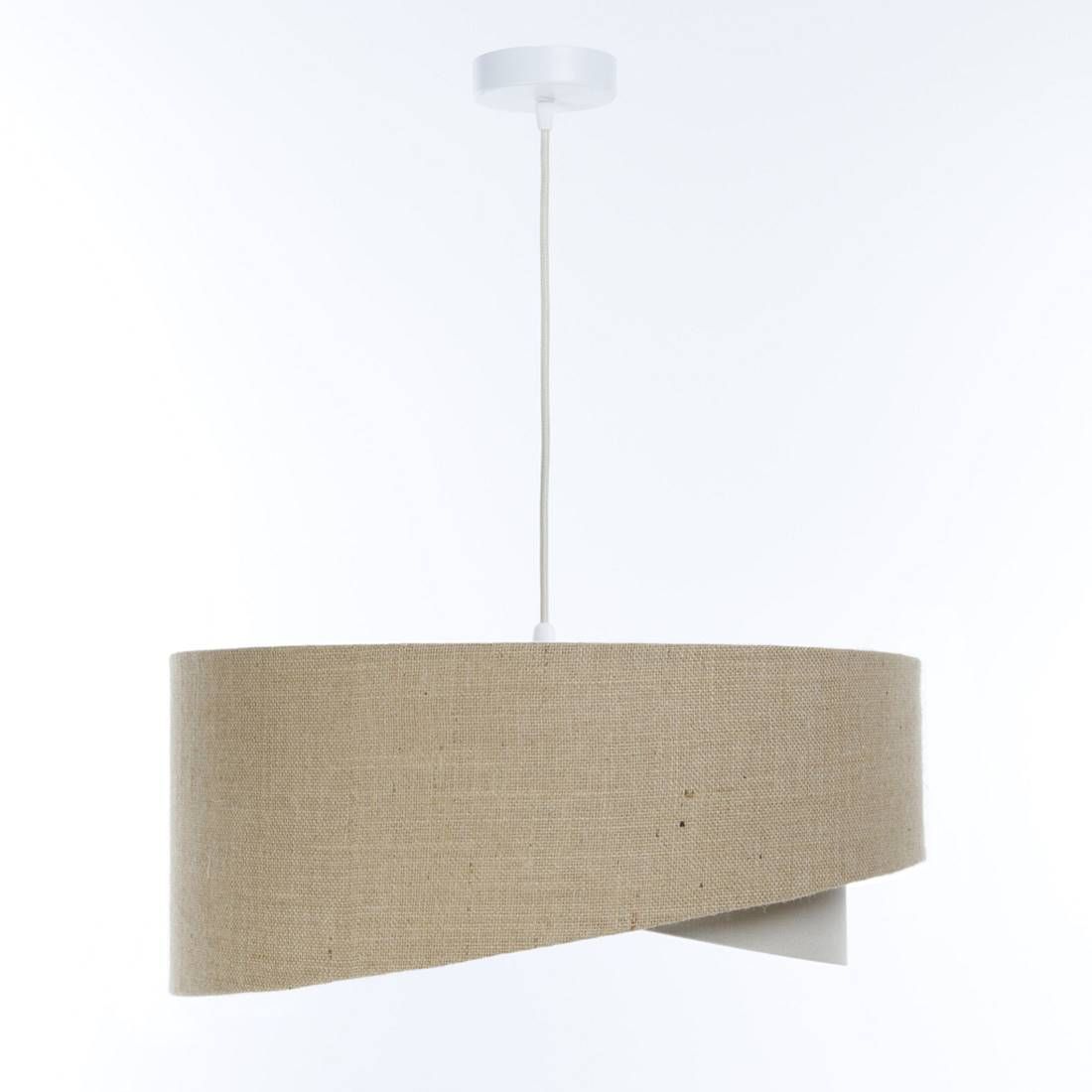 Suspension Tissu Naturel Crème E27 ronde D : 60 cm Boho