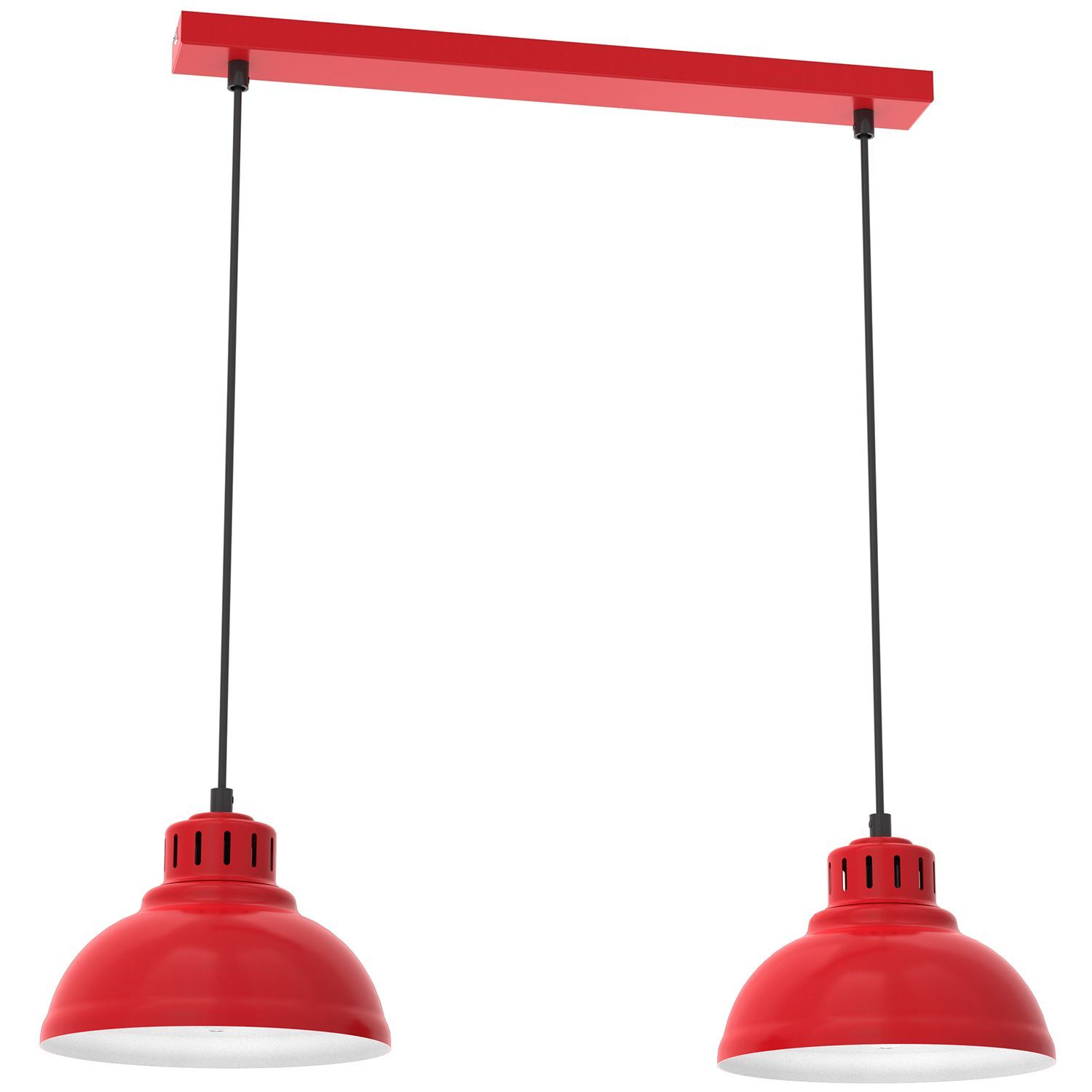 Loft Hängelampe Rot Weiß Metall 65 cm E27 akzentuiert