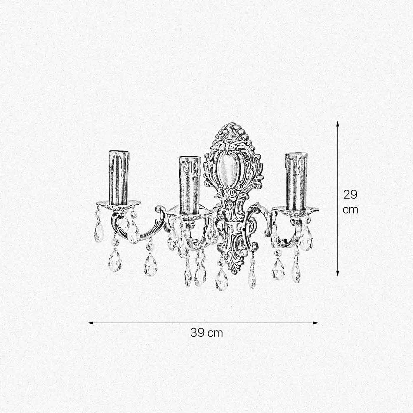 Applique murale en bronze clair 3-flamme E14 laiton art nouveau