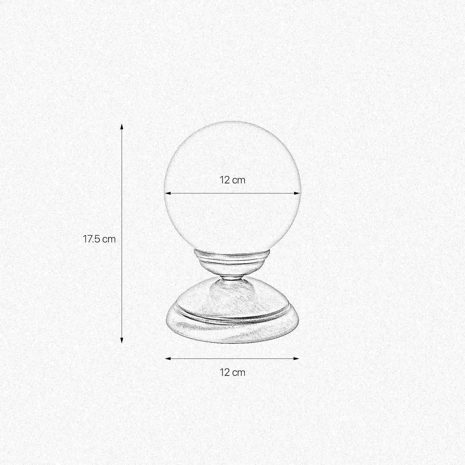 Lampe de table PASCAL H : 17,5 cm Abat-jour sphérique verre laiton E14