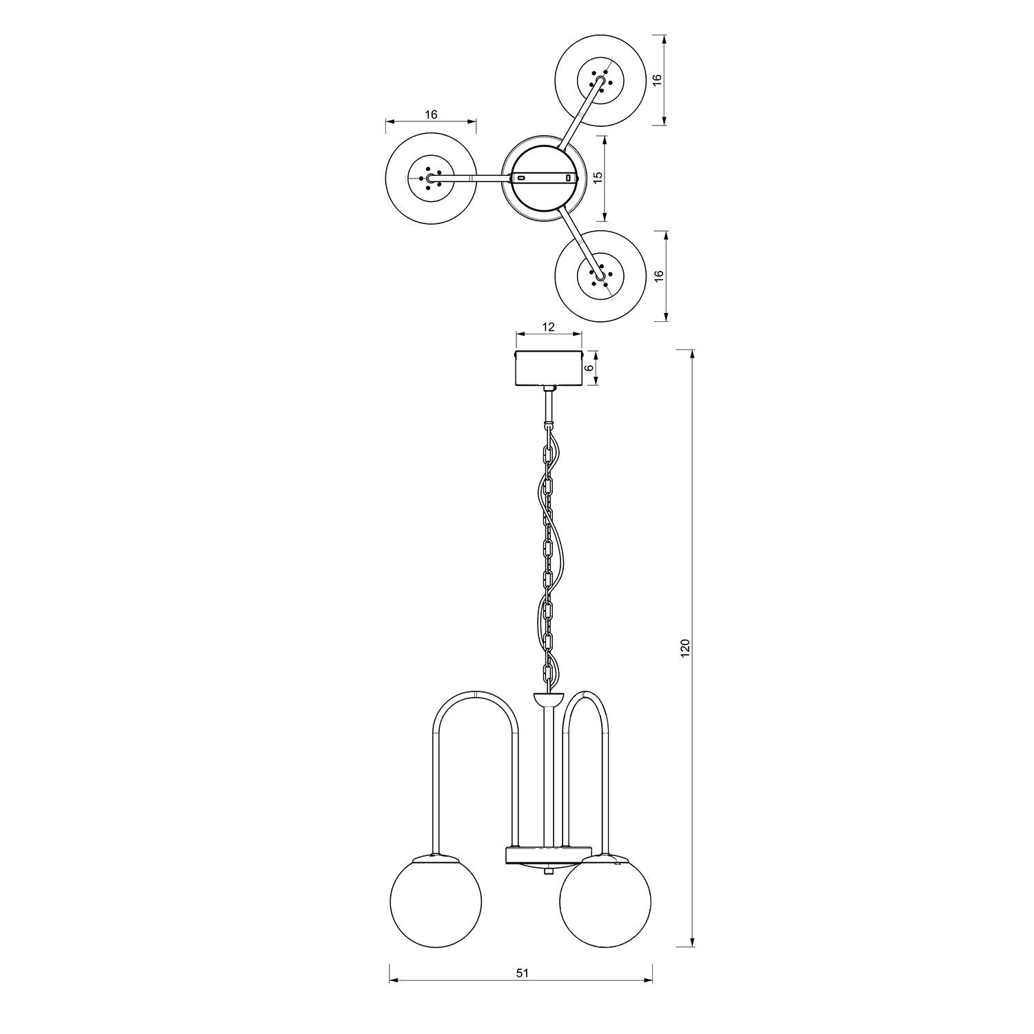 Suspension ronde en laiton noir blanc E14 Ø51 cm