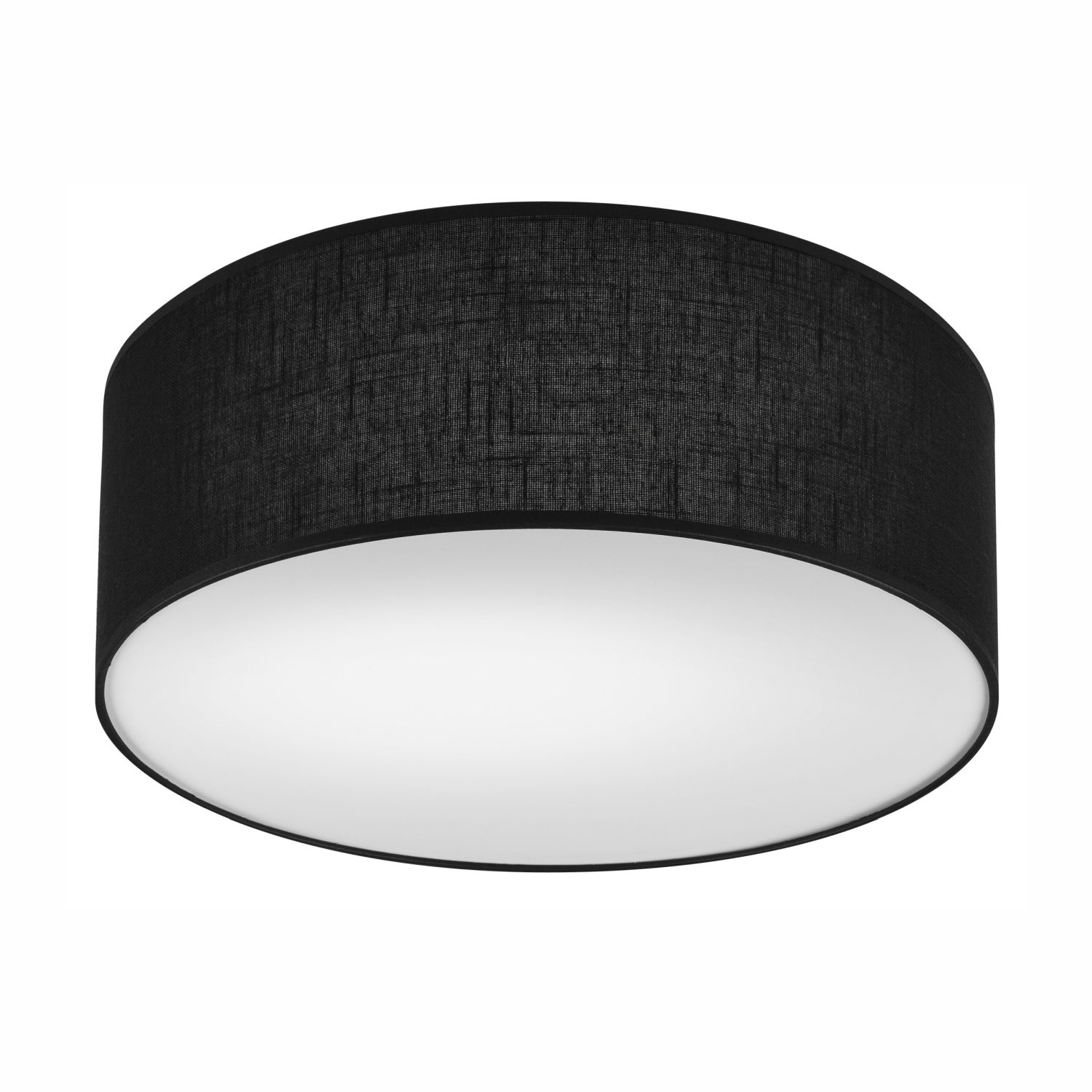 Plafonnier noir Ø 35 cm rond plat tissu anti-éblouissement E27