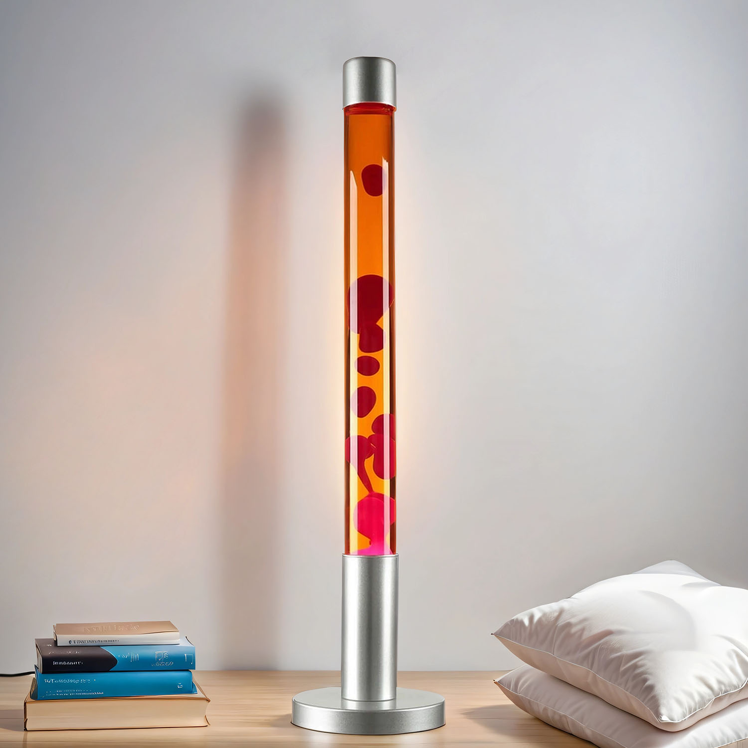 Grande lampe à lave ALAN 76cm rouge orange design rétro