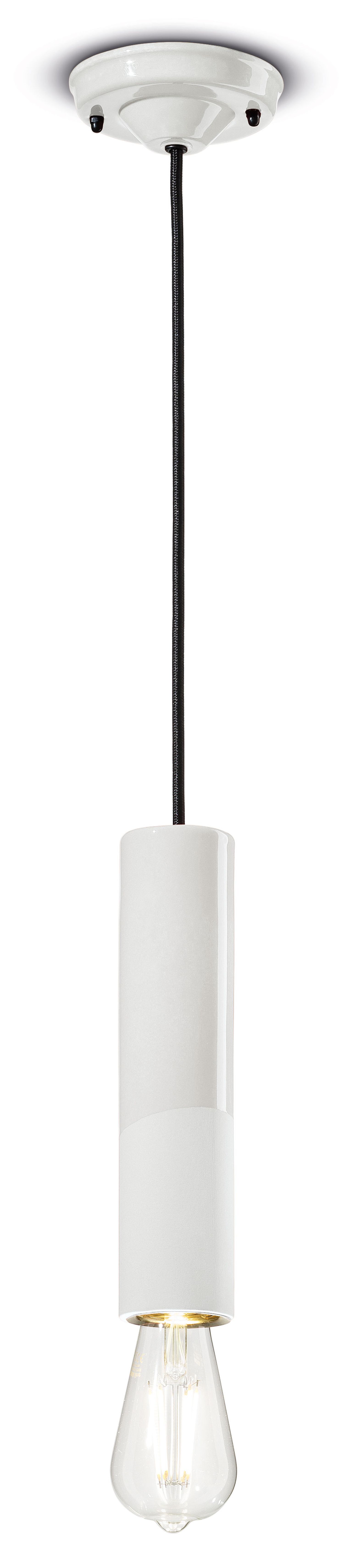 Lampe à suspendre céramique E27 ronde D : 5,5 cm blanc rétro design