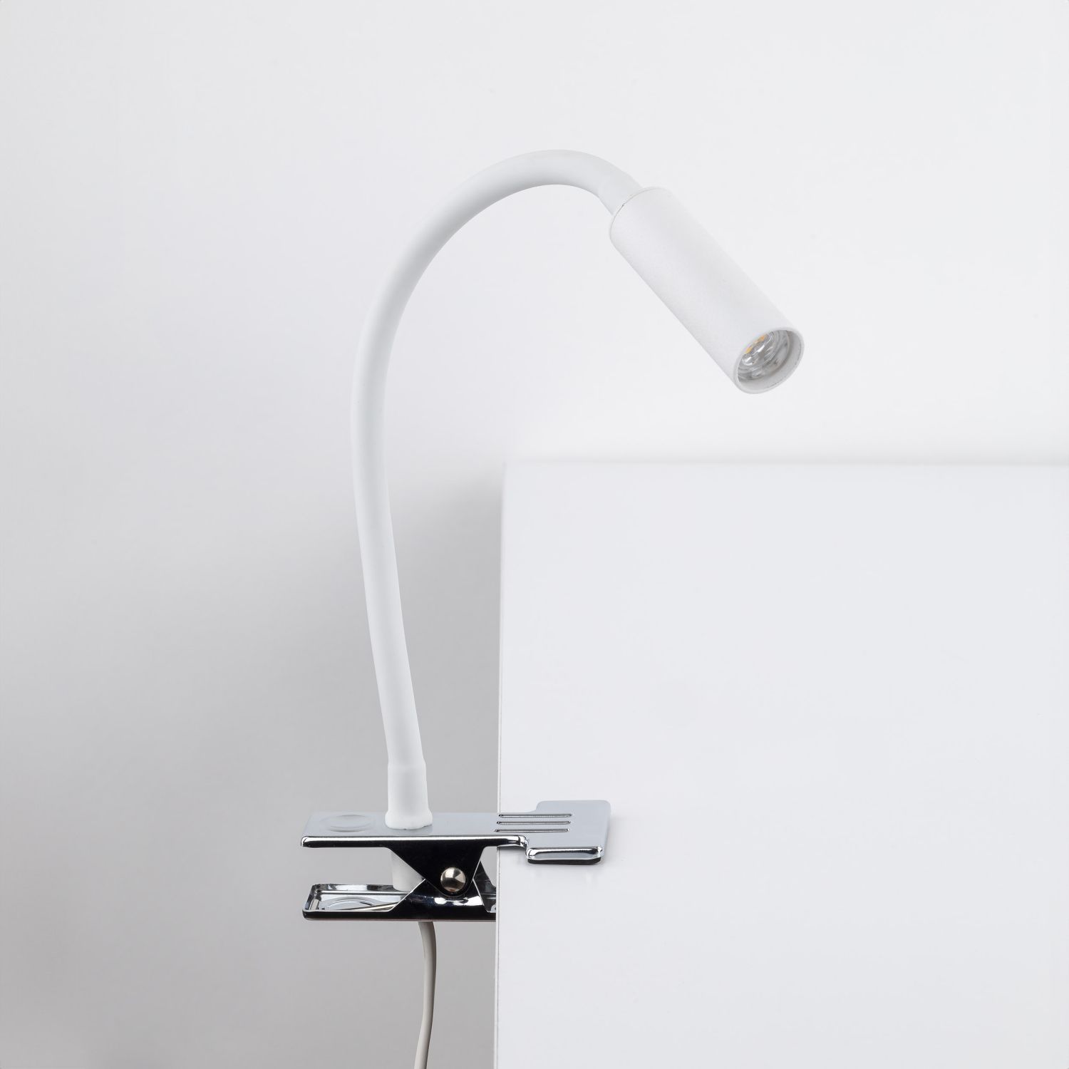 Lampe de bureau à pince Bras flexible 40 cm G9 blanc chrome