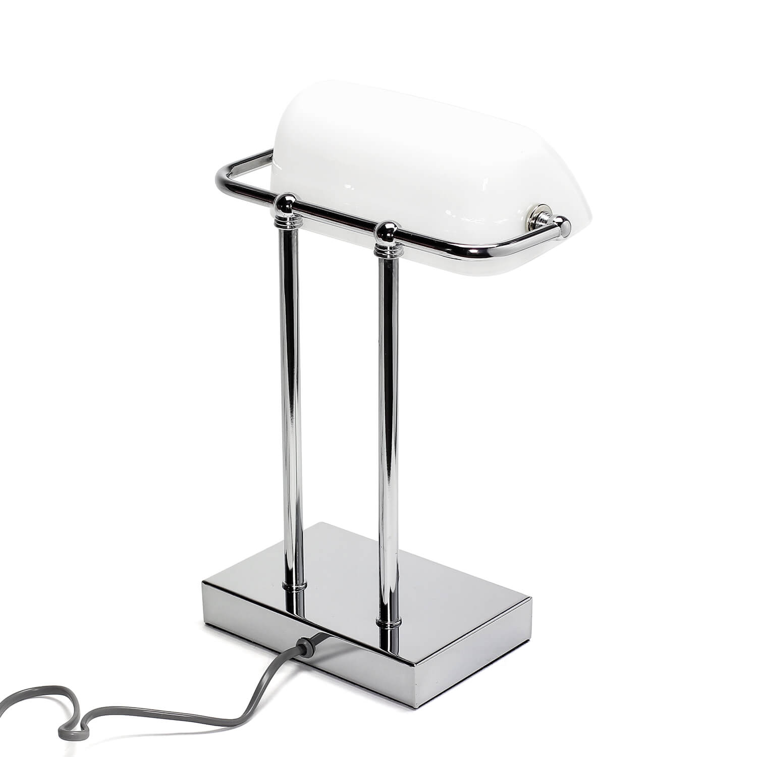 Lampe de banquier en chrome blanc