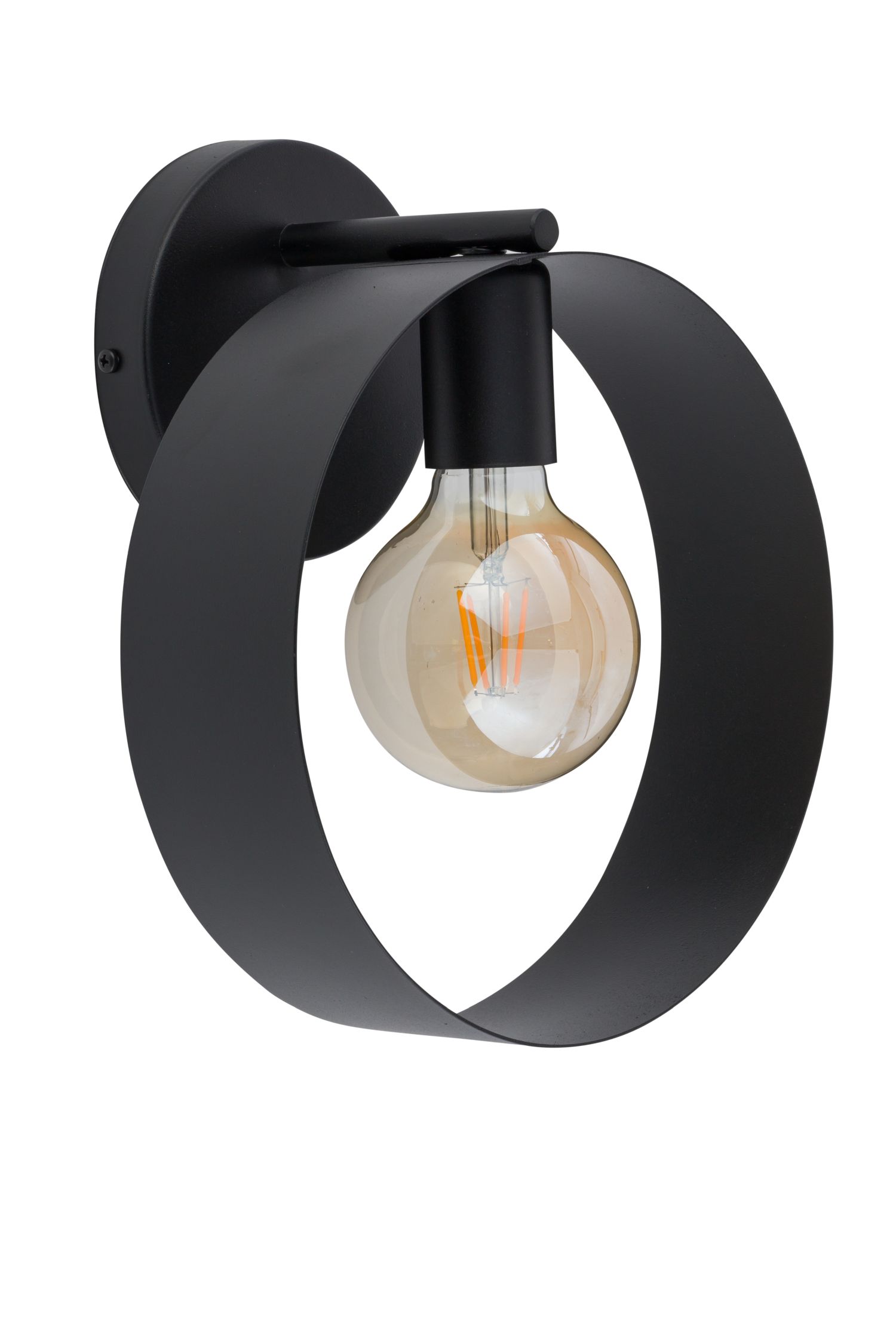 Metall Wandlampe Schwarz Ring Design E27 H:29 cm
