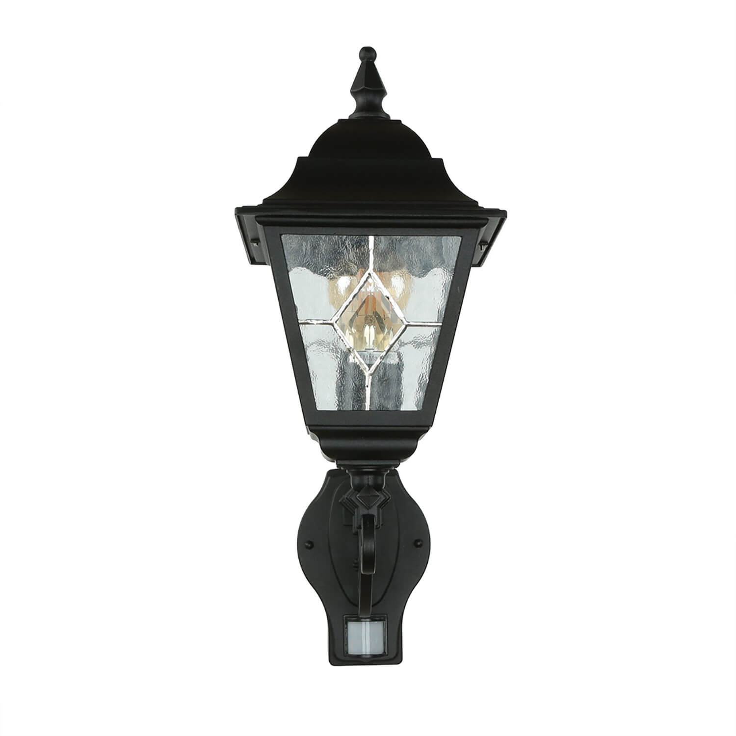 Lampe de cour noire avec détecteur de mouvement IP43 LEADWORTH