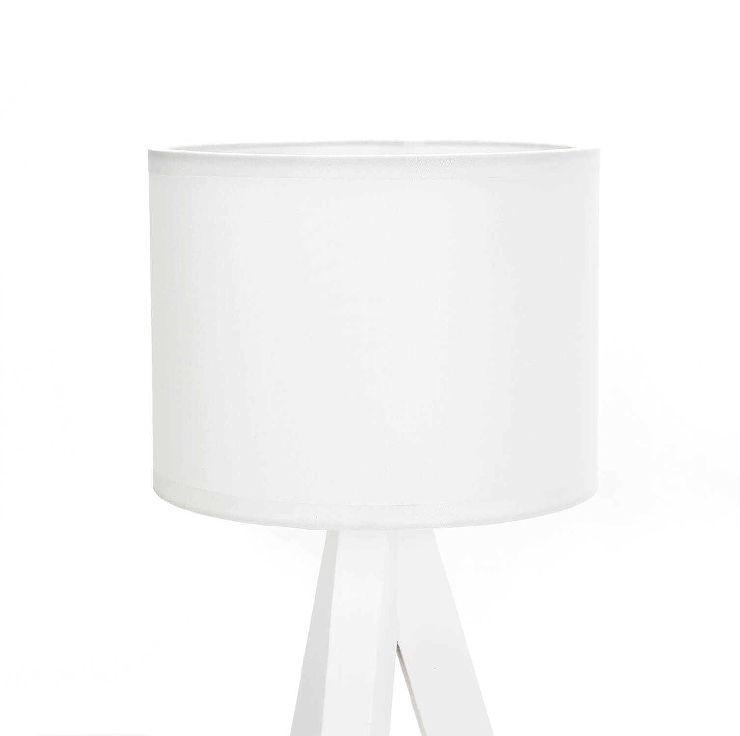 Lampe de chevet bois tissu tripode E14 blanc