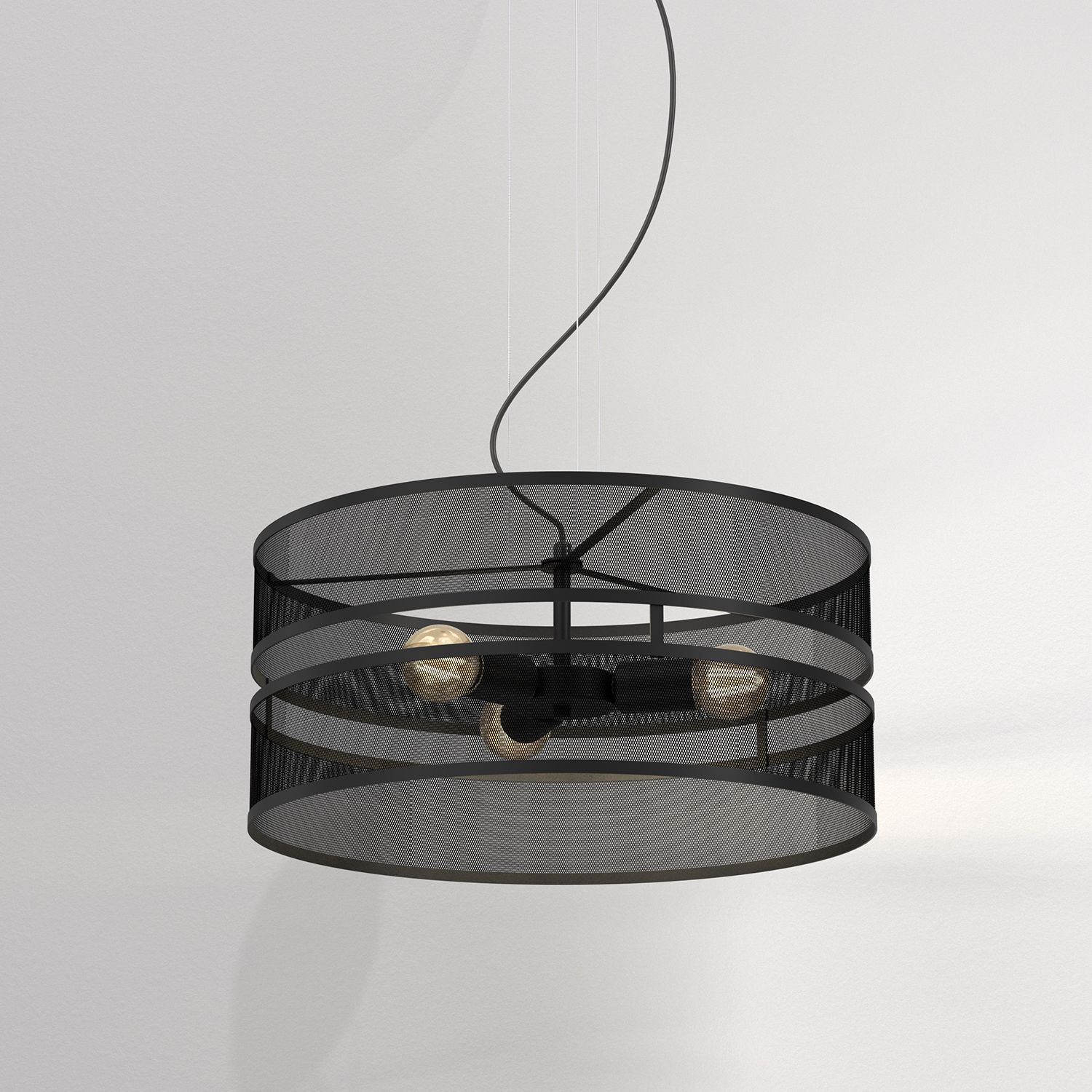 Lampe à suspendre ronde métal noir E27 Ø55 cm Industrial