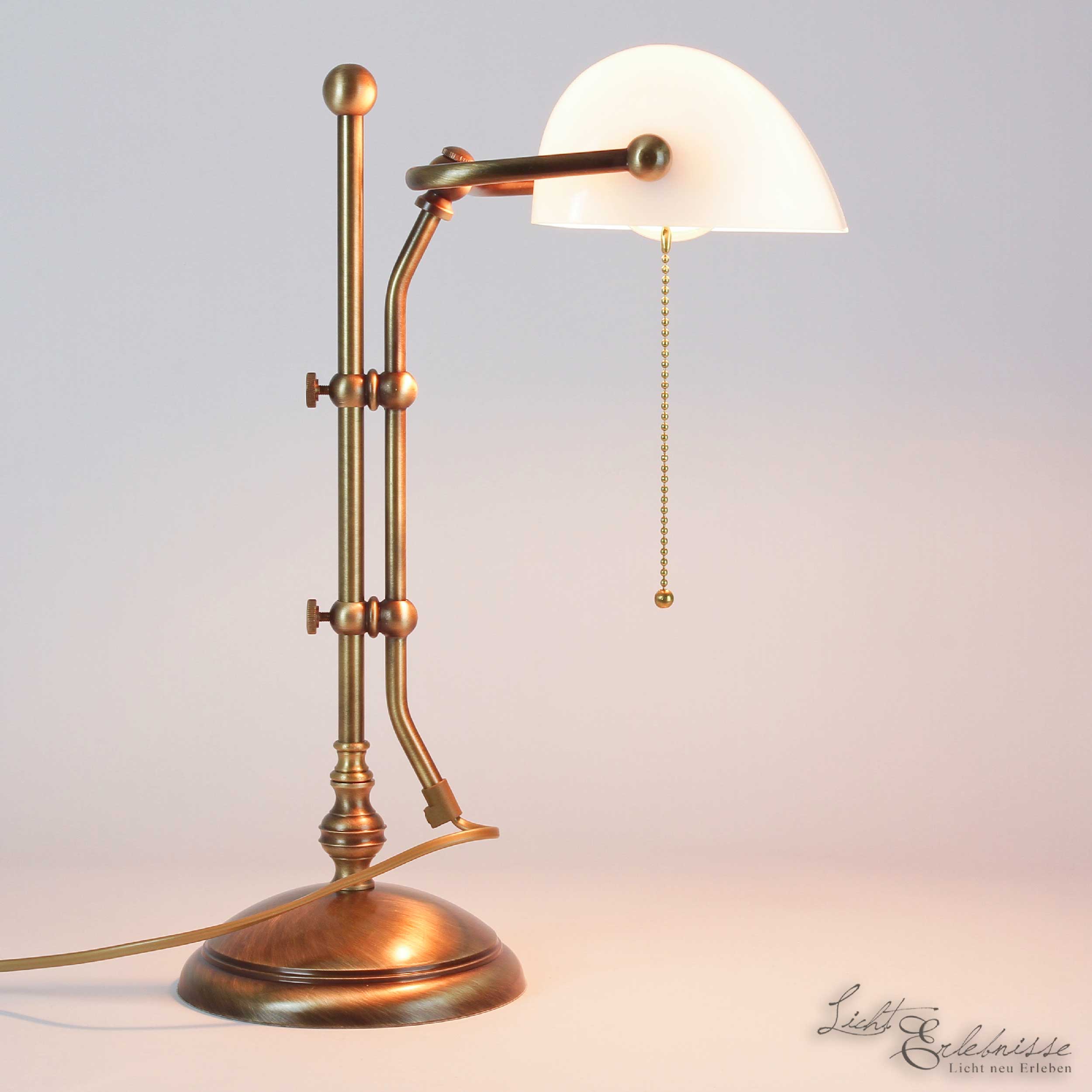 Tischlampe Messing in Bronze mit Glas Premium