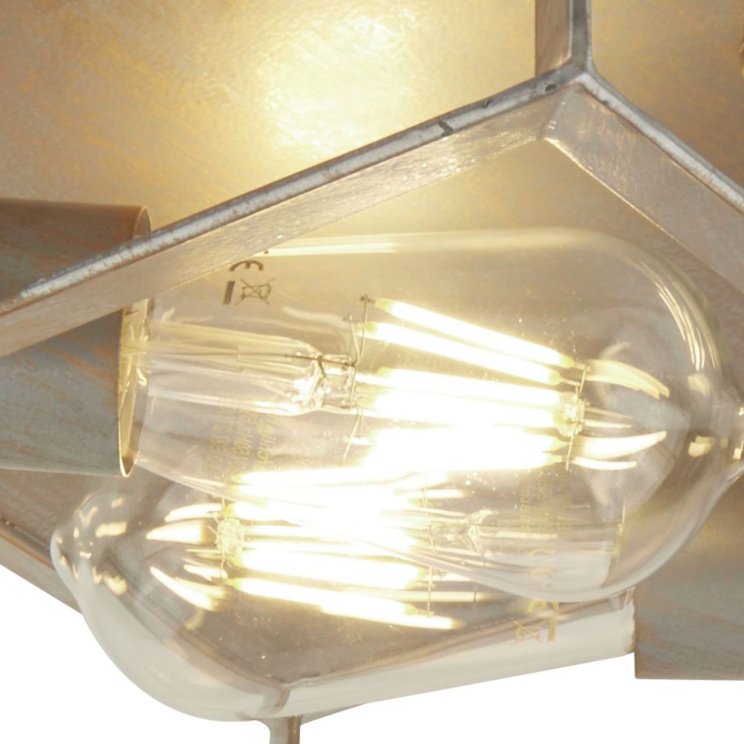 Deckenlampe eckig B: 30 cm in Silber-Gold 2x E27 Metall