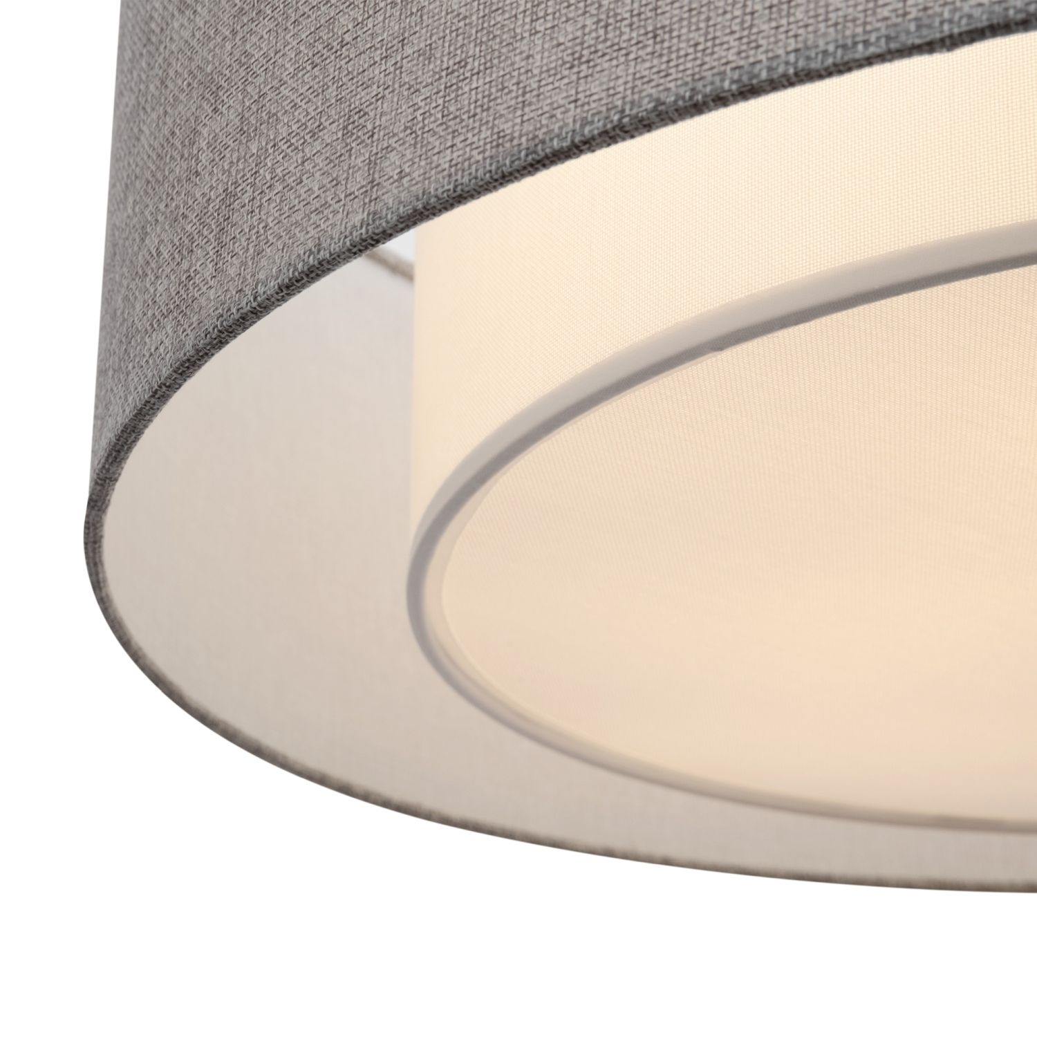 Lampe de plafond métal tissu E27 Ø 52 cm chrome gris rond