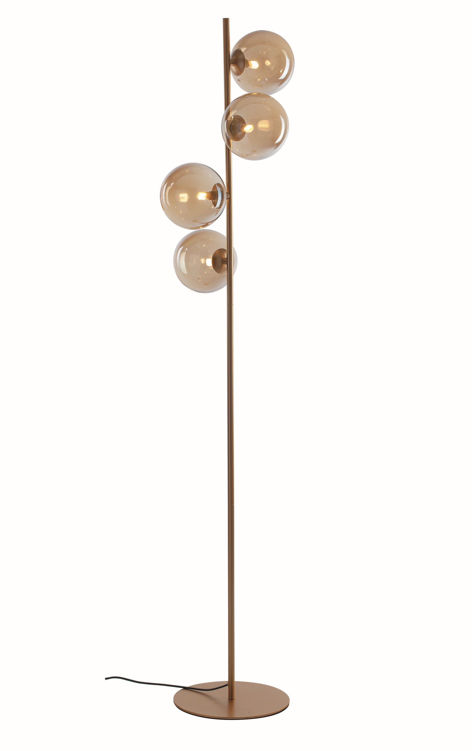 Lampadaire G9 métal verre en laiton champagne 160 cm