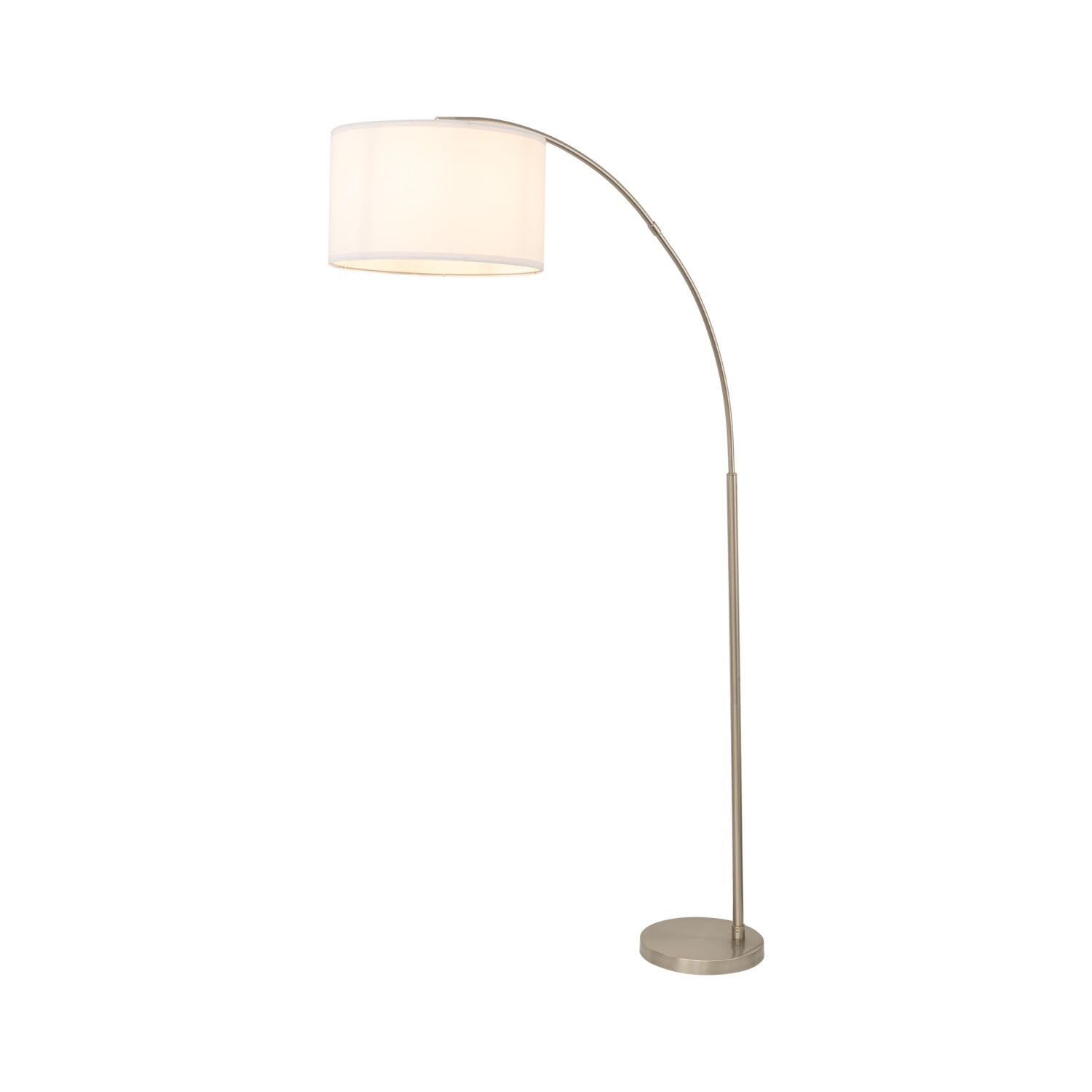 Luminaire en arc réglable 200 cm tissu métal chrome blanc E27