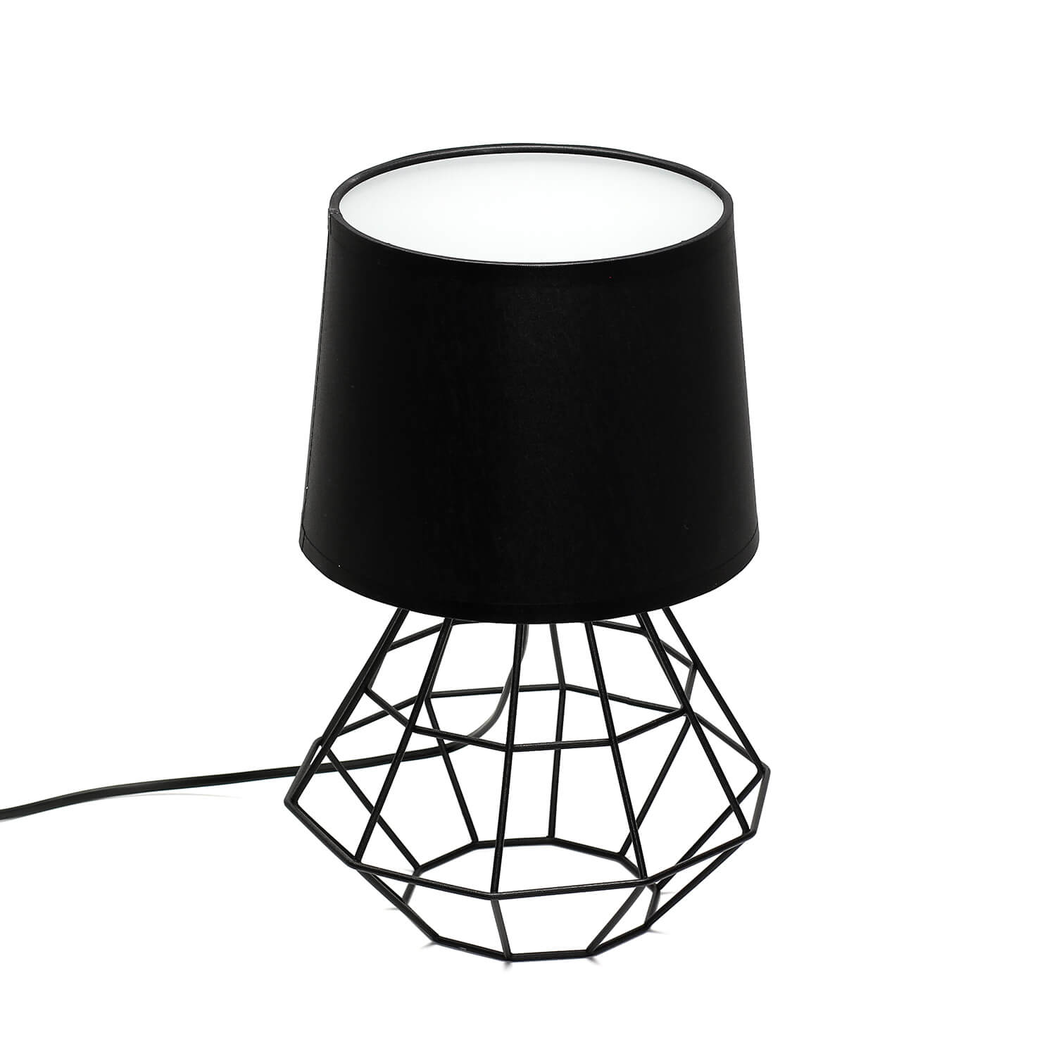 Lampe de table noir E27 métal tissu 34 cm