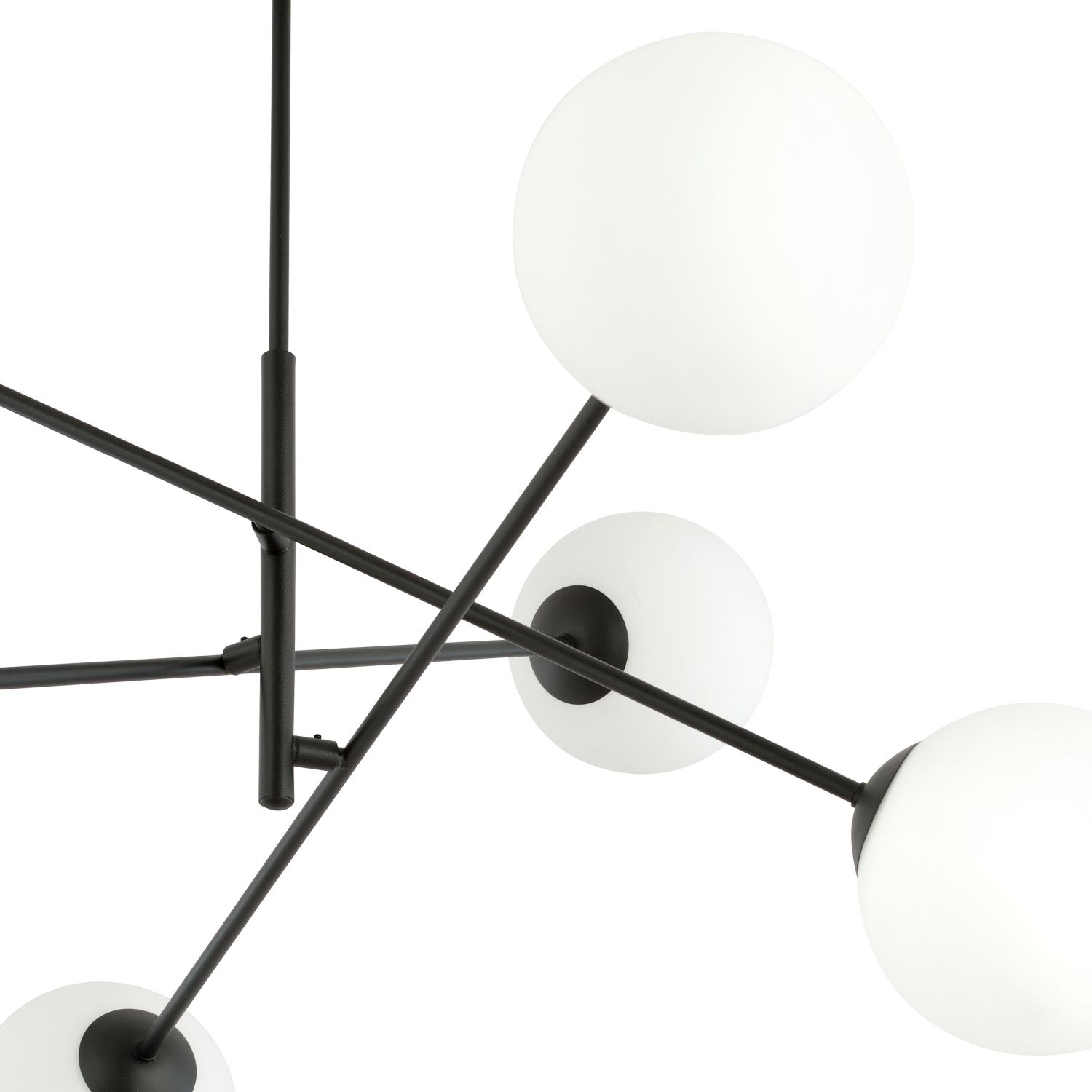 Deckenlampe Metall Glas 102 cm schwenkbar Schwarz Weiß 6x E14