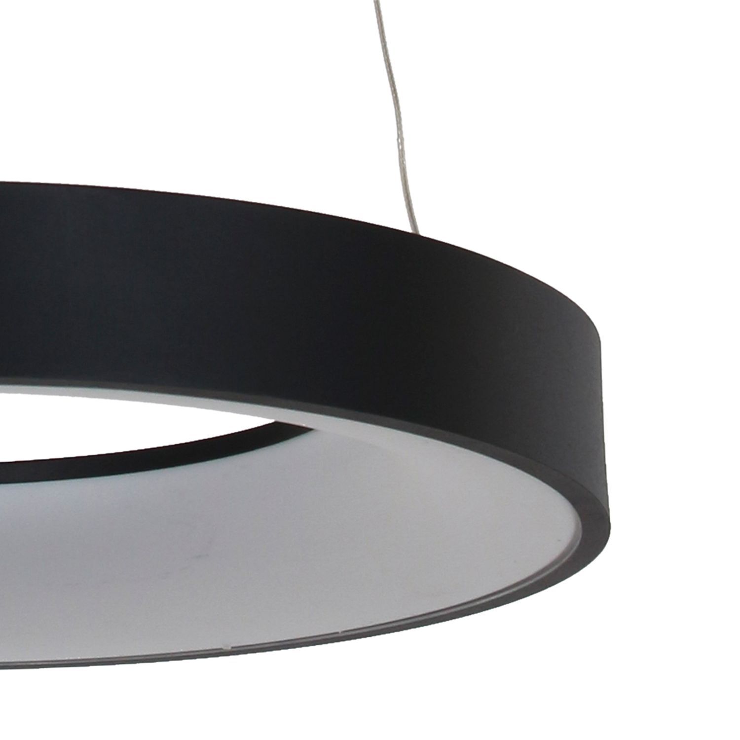 Suspension LED ronde noire Ø48 cm 2700 K confortable